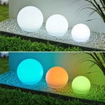 Lămpi solare cu LED-uri Lindby Lago, RGBW, set de 3 globuri, globuri, vârf