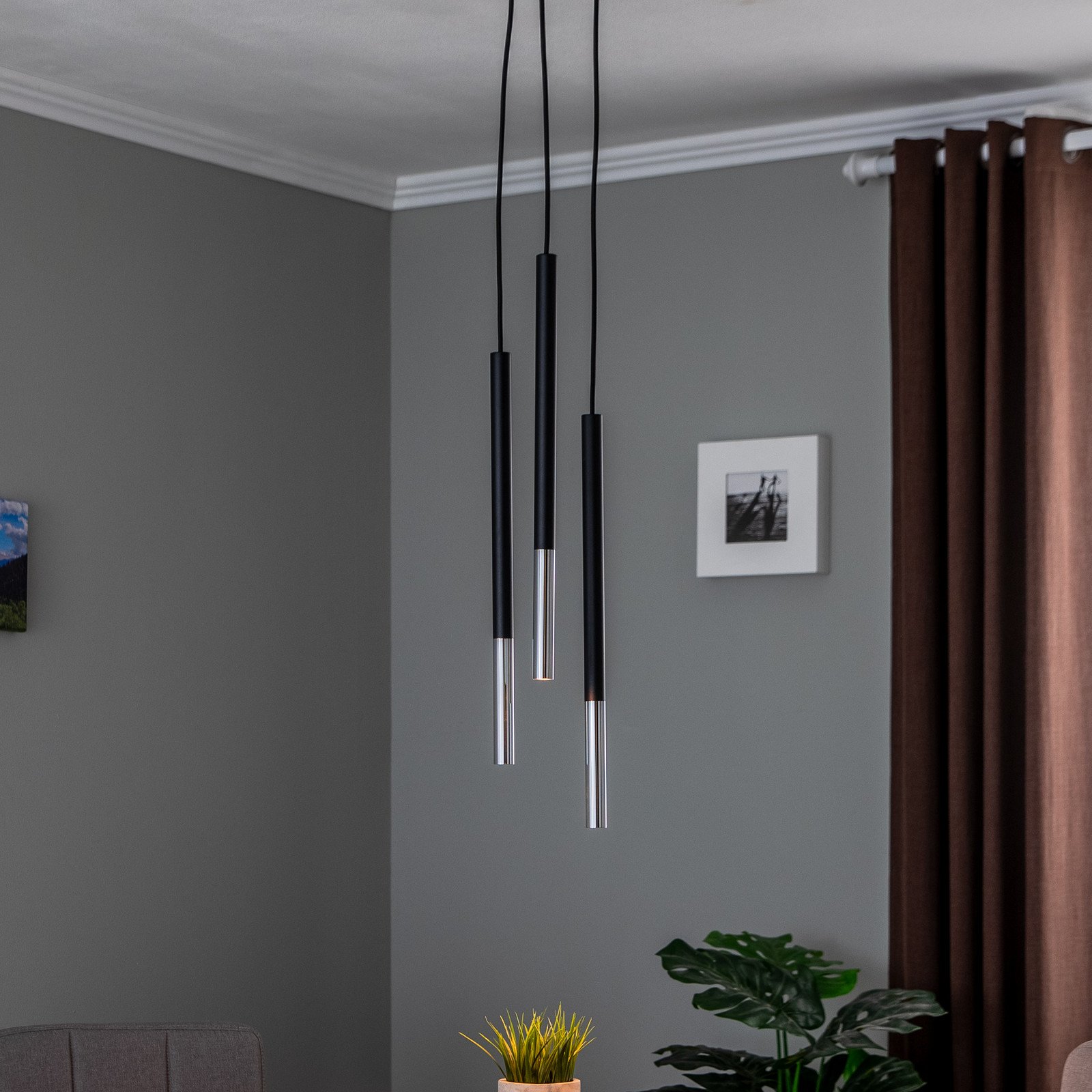 Euluna Thalassa Pendul 3 becuri G9 negru/auriu rotund - Camera de zi / sufragerie - Modern - negru auriu - Metal