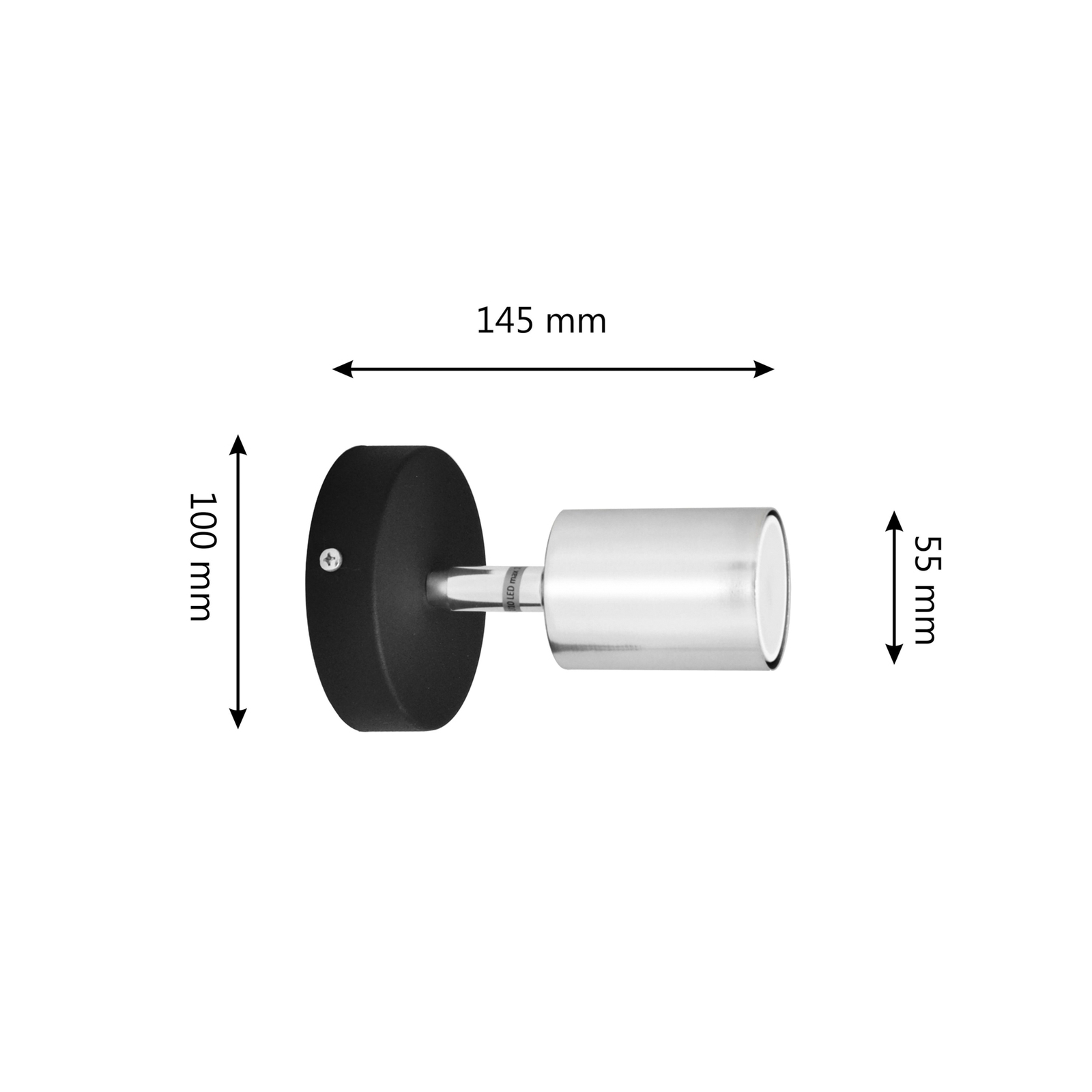 Wandleuchte Tune II, schwarz/chrom, Metall, E27, Ø 5,5 cm