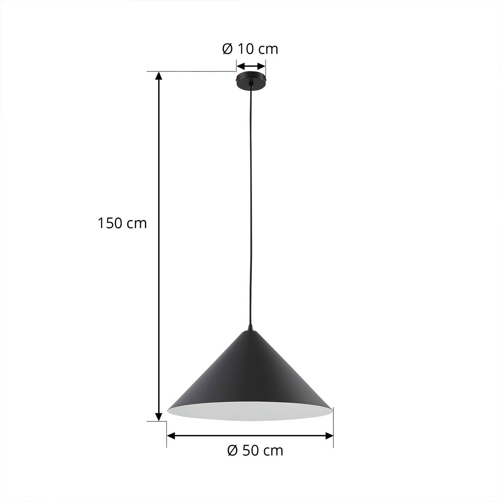 Lampa wisząca Lindby Clarine, czarny/biały, Ø 50 cm, metal