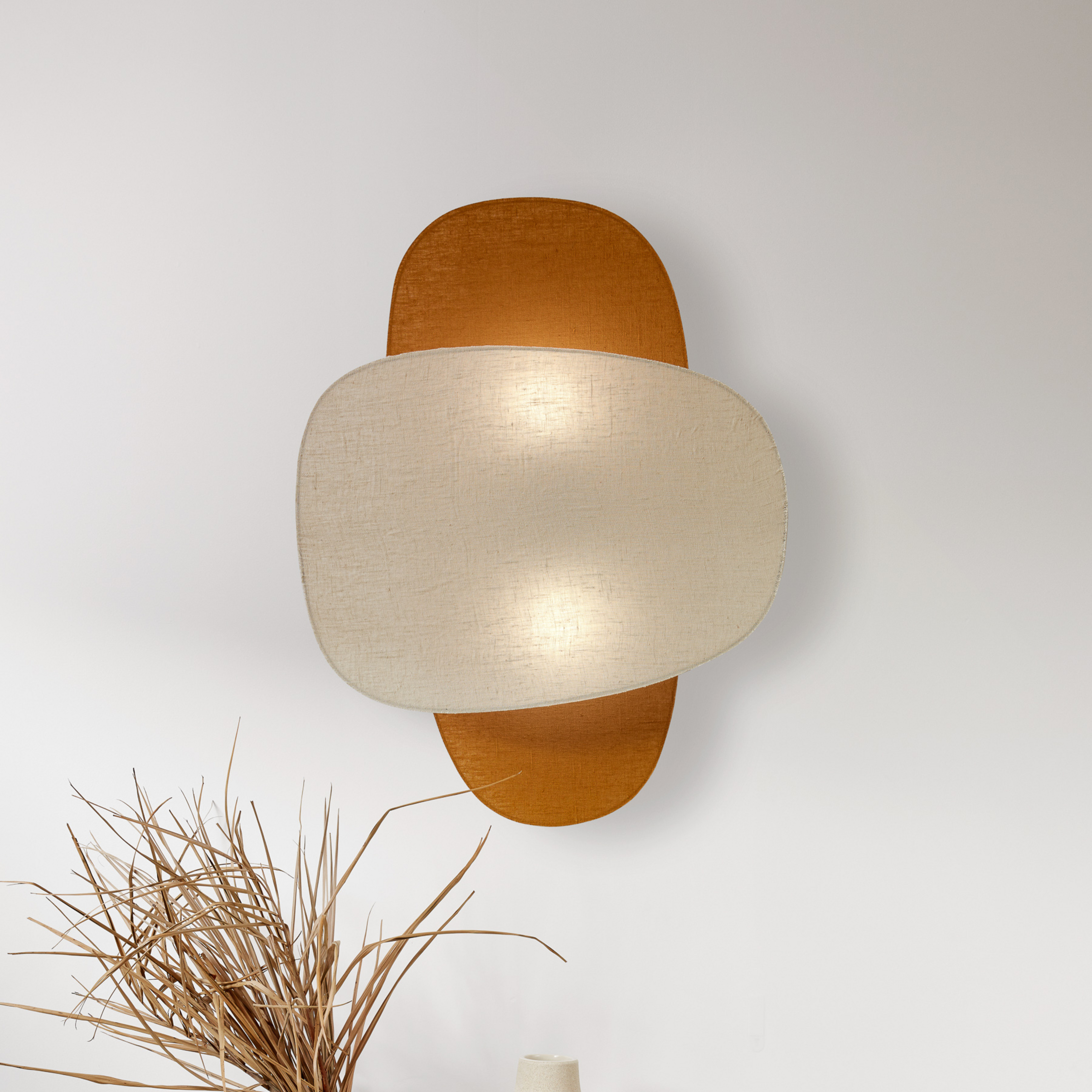 Screen 70's wandlamp 76 cm, berken/curry, textiel - MARKET SET