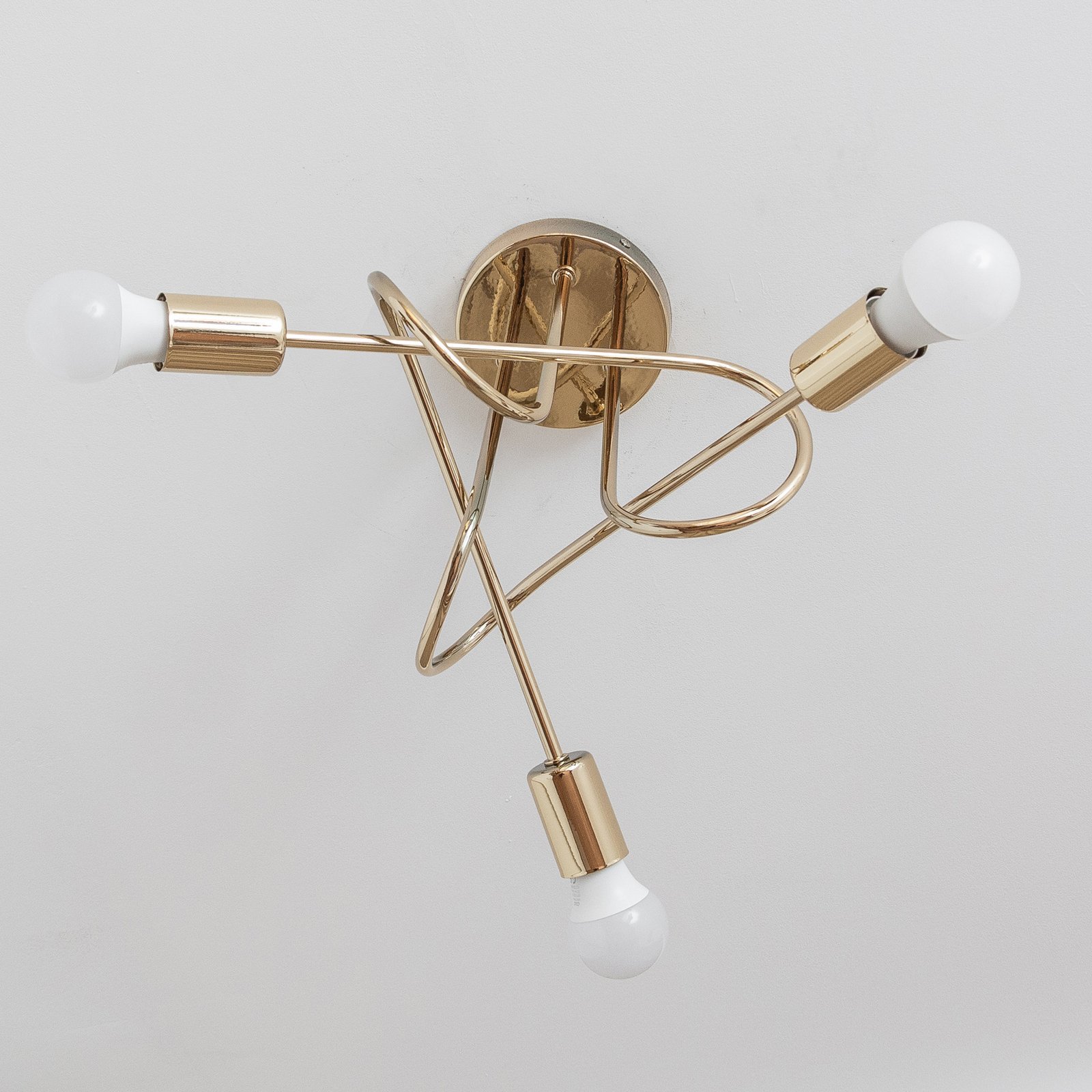 Plafonnier Oxford, doré, à 3 lampes, Ø 44 cm, métal
