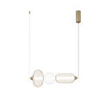 Candeeiro suspenso LED INKAS, altura 53 cm, vidro dourado/metal CCT