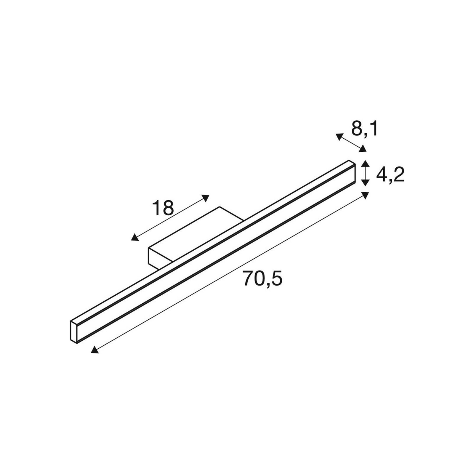 SLV LED стенна лампа за баня One Linear, 70 см, месингов цвят