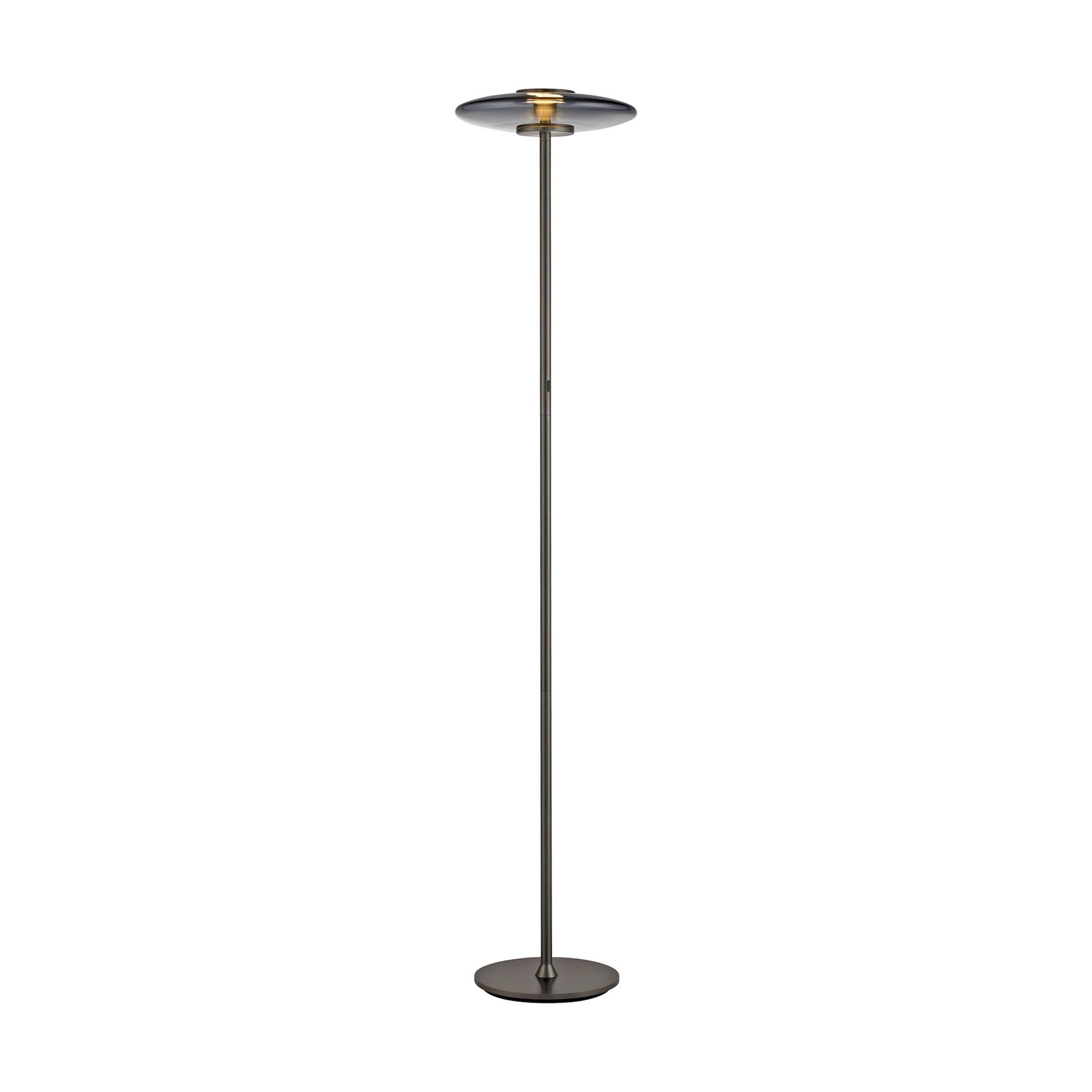 Lampa stojąca LED PURE Vitrum, szare aluminium/szkło, ściemniacz dotykowy