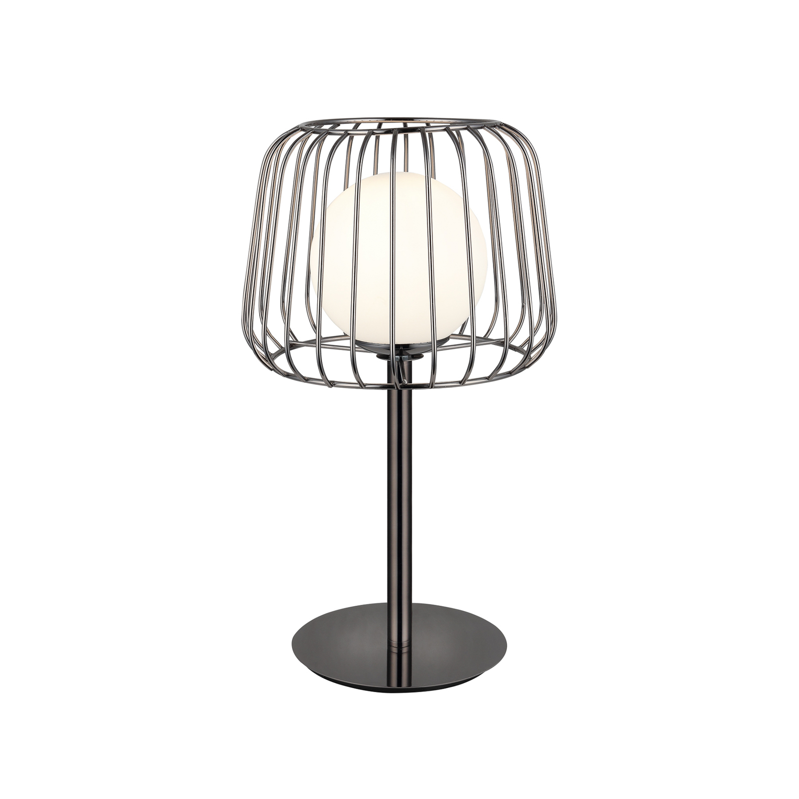 Lámpara mesa Ladore pantalla de jaula, negro-cromo