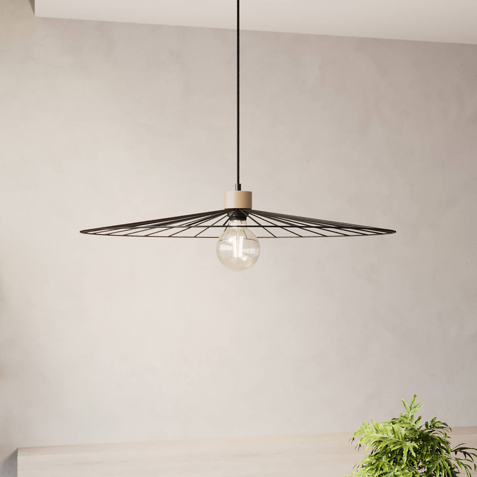 Envostar Yahel suspension chêne/noir Ø 65cm