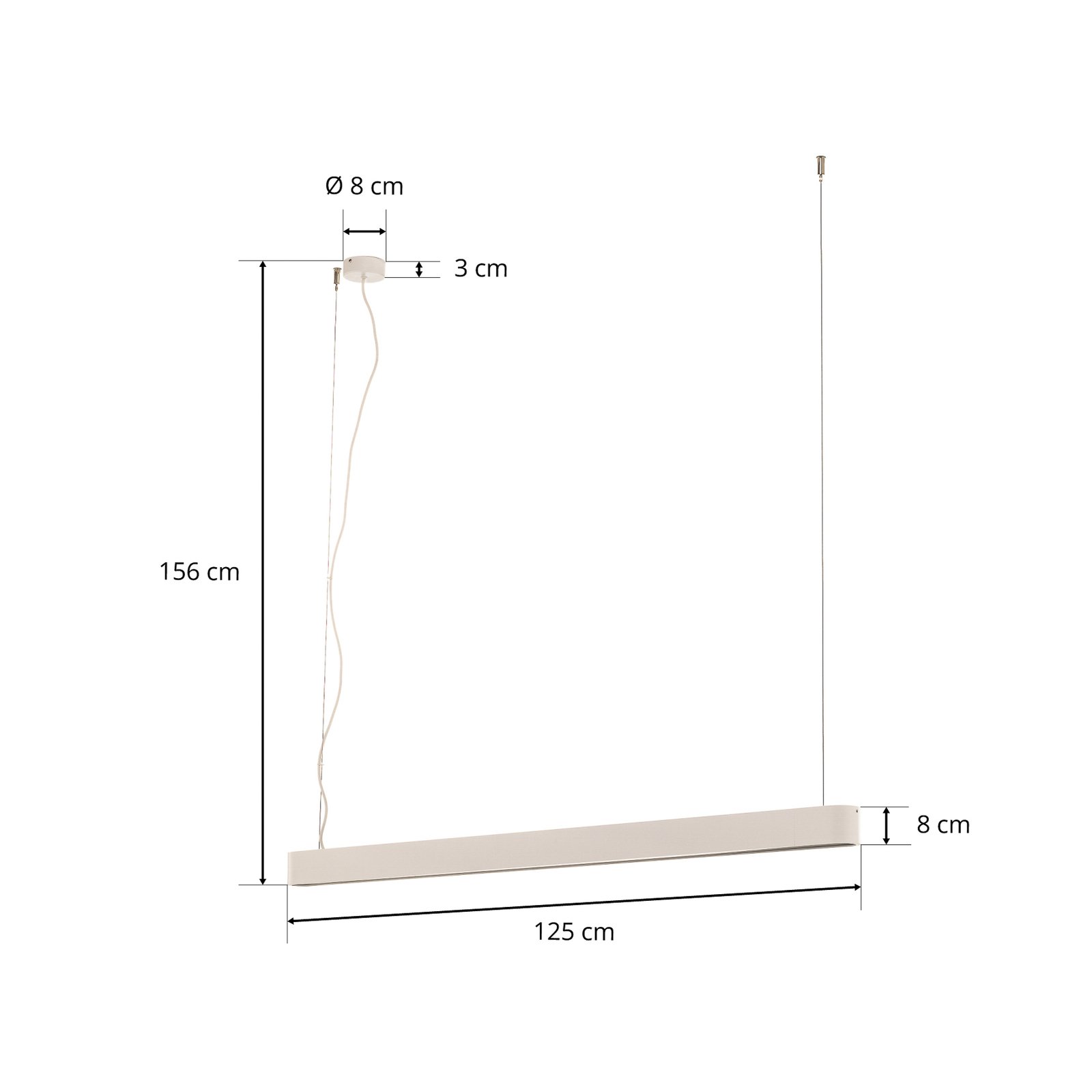 Měkké závěsné světlo bílé 125 cm