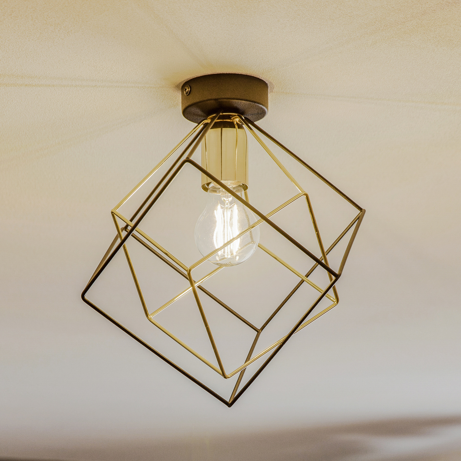Plafondlamp Alambre 1-lamp, goud/zwart