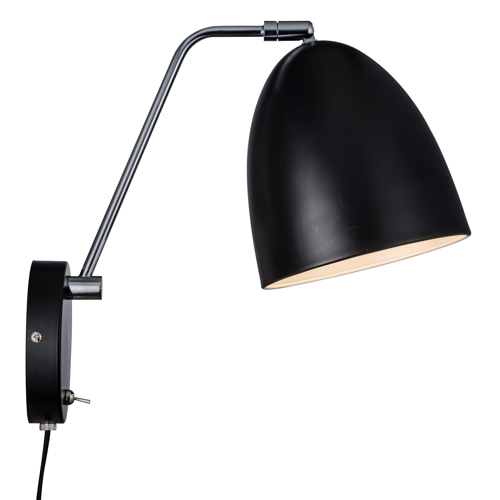 Alexander wall lamp with cable and plug, black