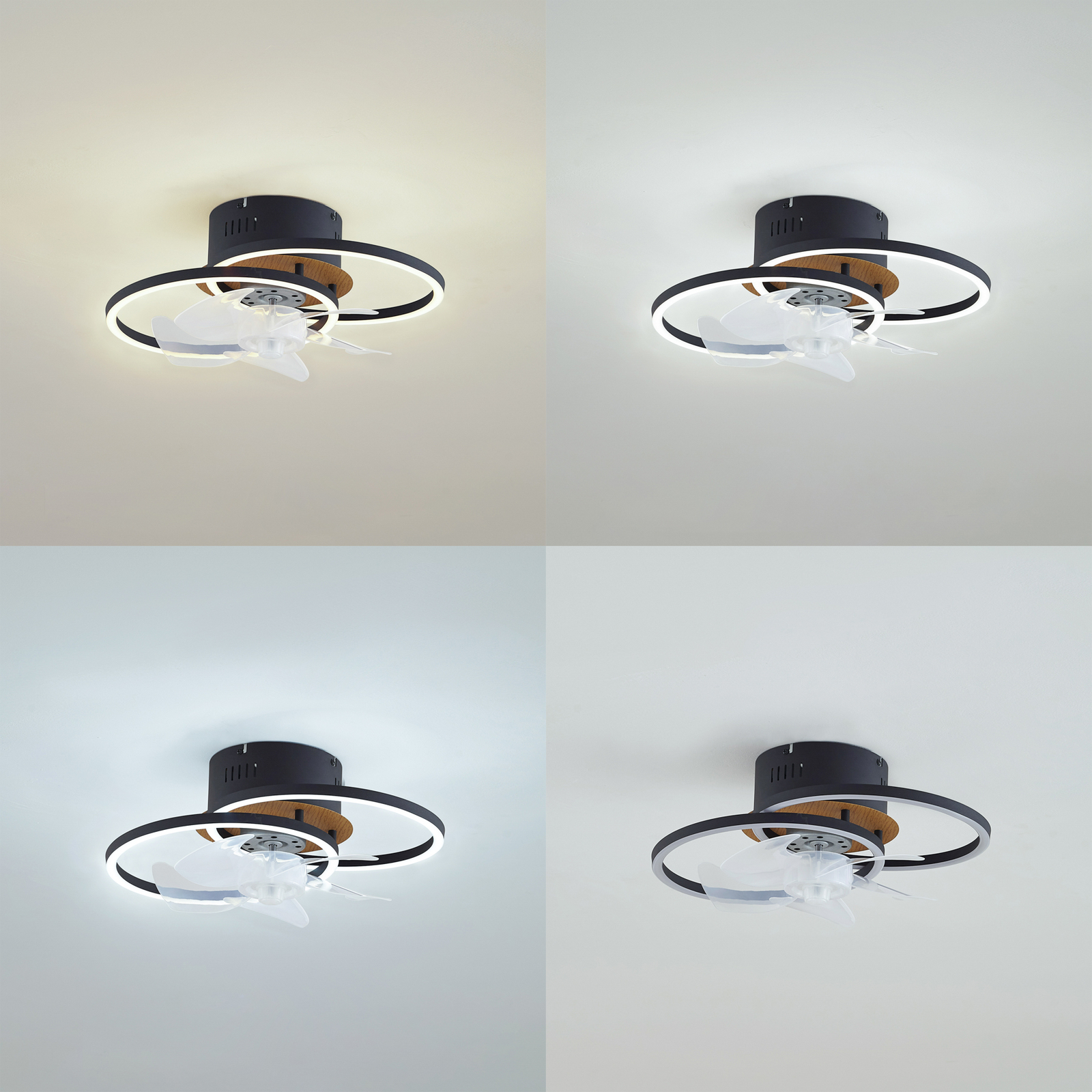 Lomana LED Ceiling Fan CCT Black - Lindby