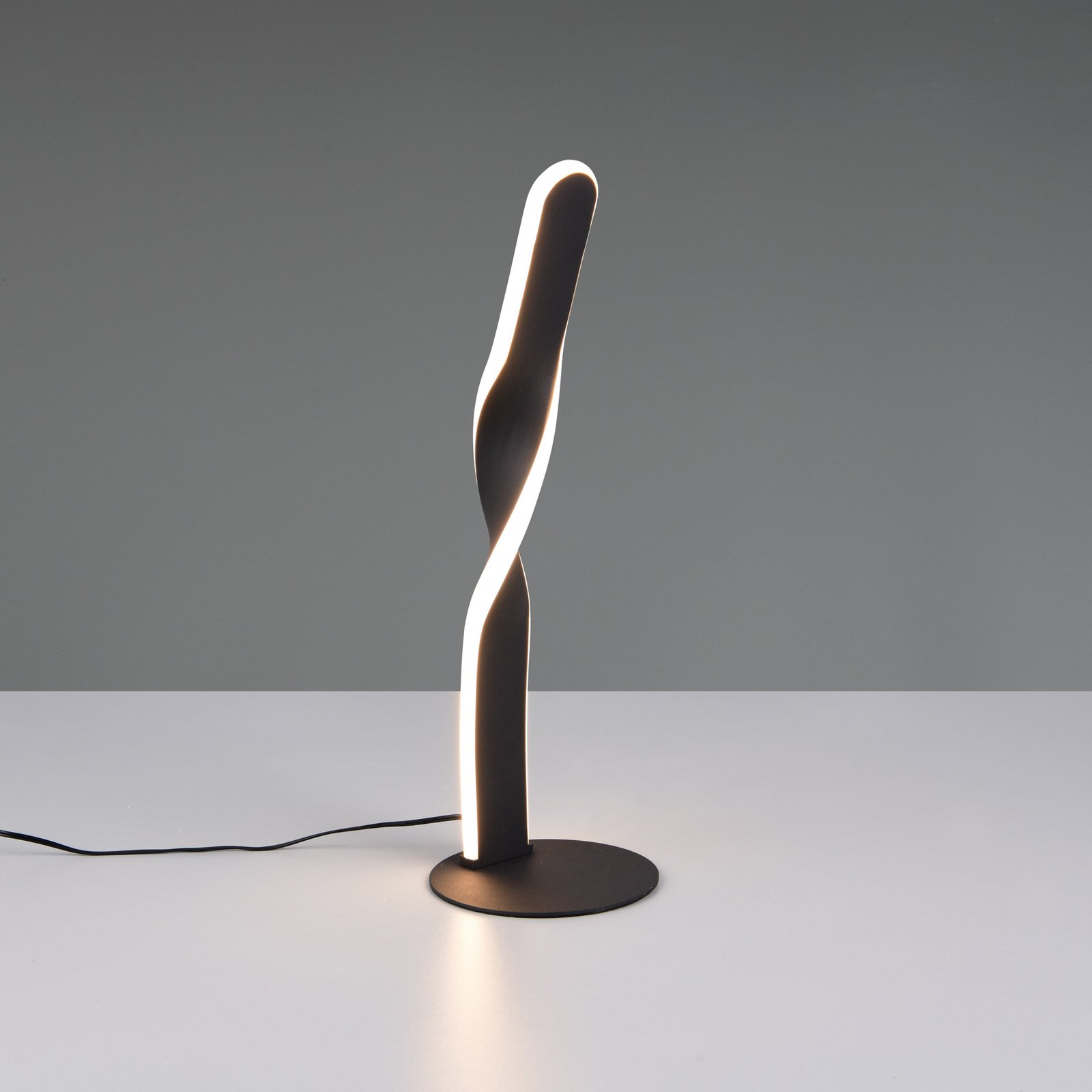 Lampe de table LED Ginko, noir mat, métal, hauteur 40,5 cm