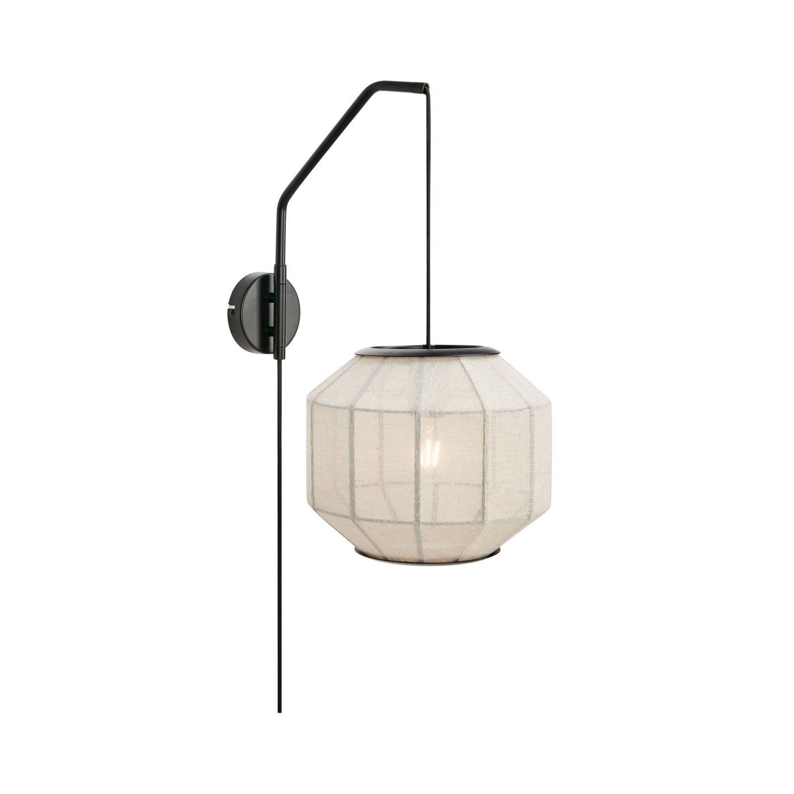 Wandlamp Asuka, Ø 27 cm, beige/zwart, stof/metaal