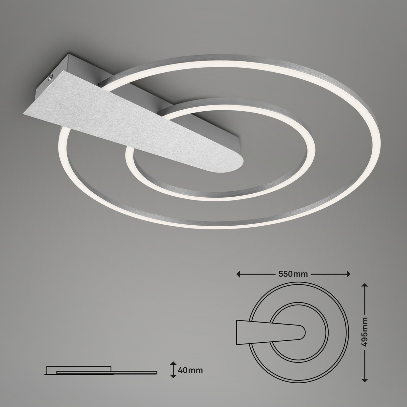 Светодиодна лампа за таван Nico Duo, 3 000К, кръгла, хром