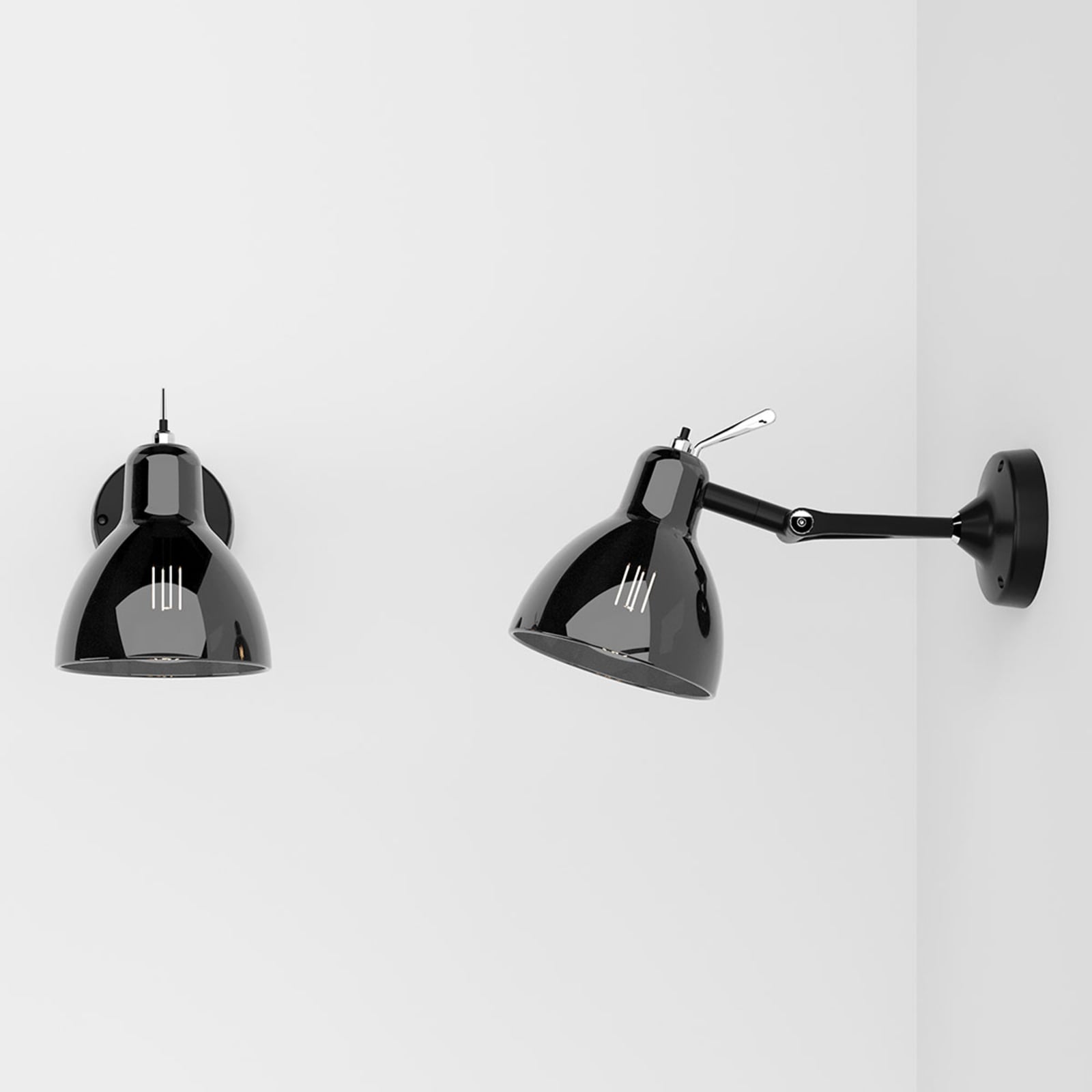 Zidna lampa Luxy H0 Glam, crna/dimljena, staklo - Rotaliana