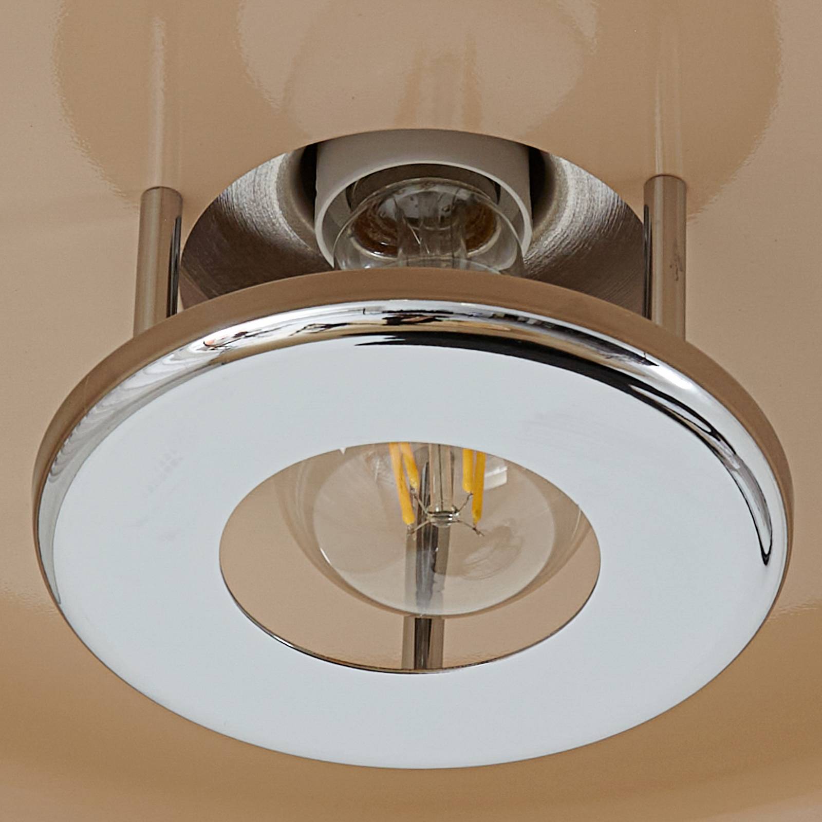 Lindby lampa sufitowa Branford, Ø 35 cm, beżowa, metal