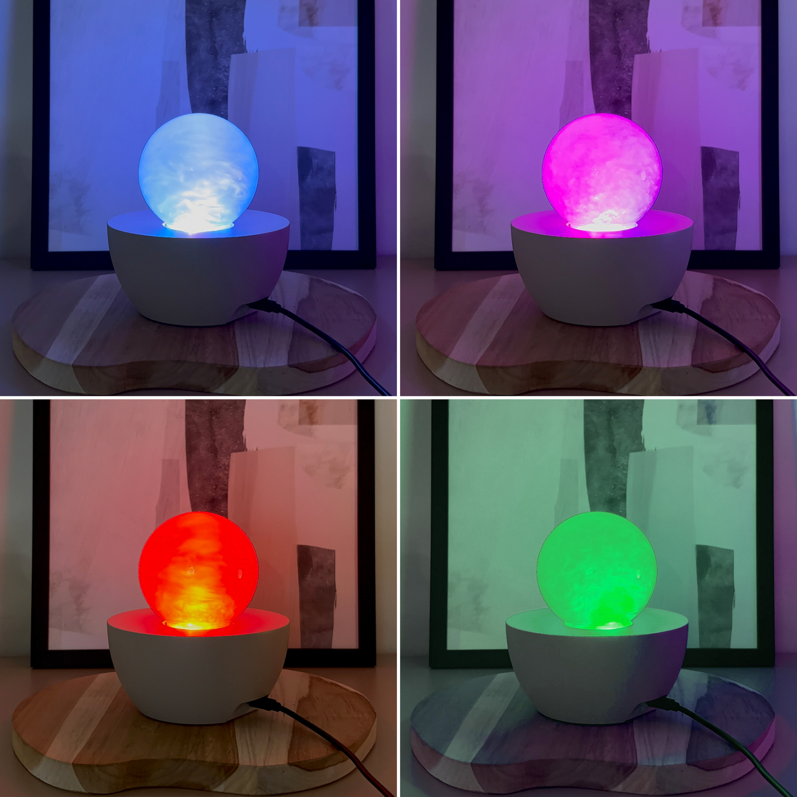 Lampa stołowa LED Fog, beżowo-przezroczysta, skokowa zmiana barw RGB, Ø 12 cm Lampa stołowa LED Fog, beżowo-przezroczysta, skokowa zmiana barw RGB, Ø 12 cm