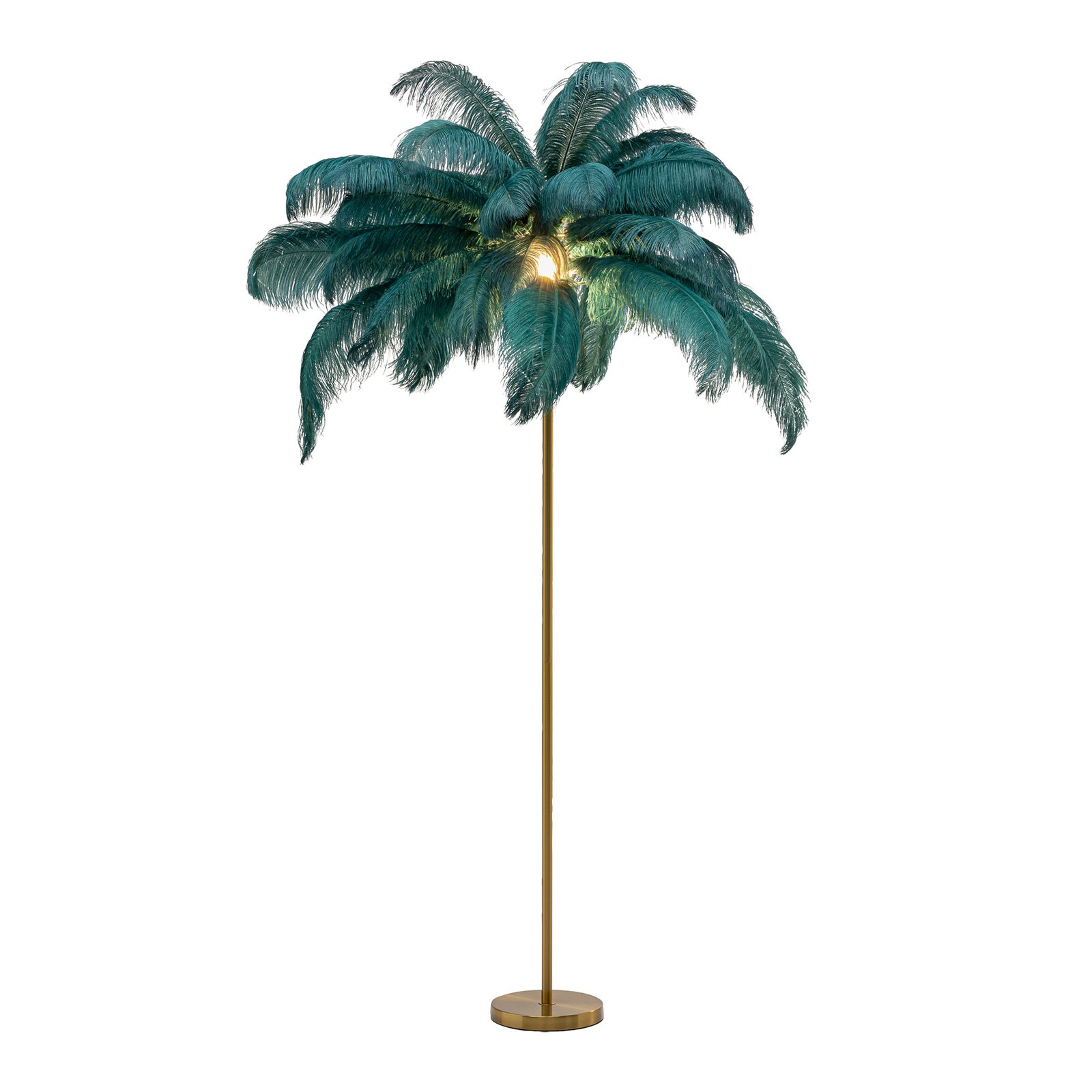 KARE Feather Palm stojacia lampa s perím, zelená