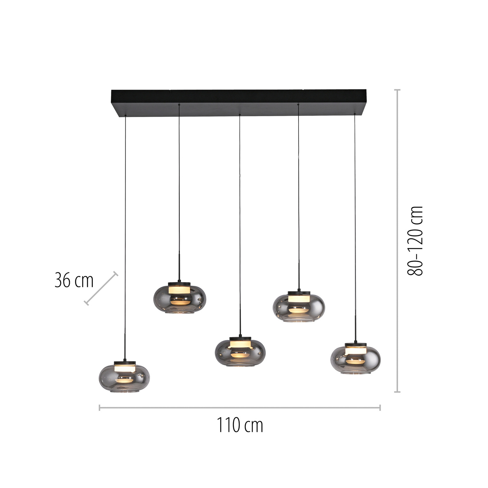 LED-visoka svetilka Sia, 5-svetilna, dimno siva, 3.000 K LED-visoka svetilka Sia, 5-svetilna, dimno siva, 3.000 K