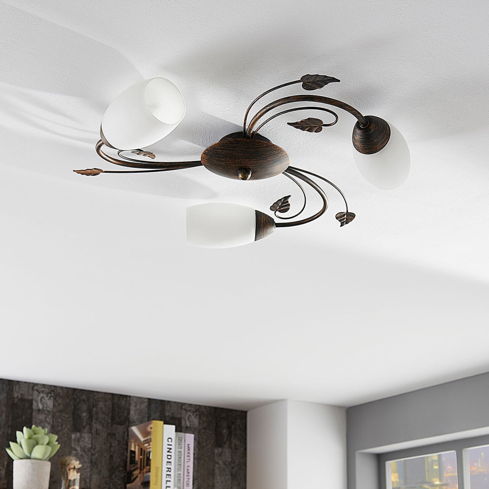Stefania 3 Deckenleuchte White/Black-Gold - Lindby