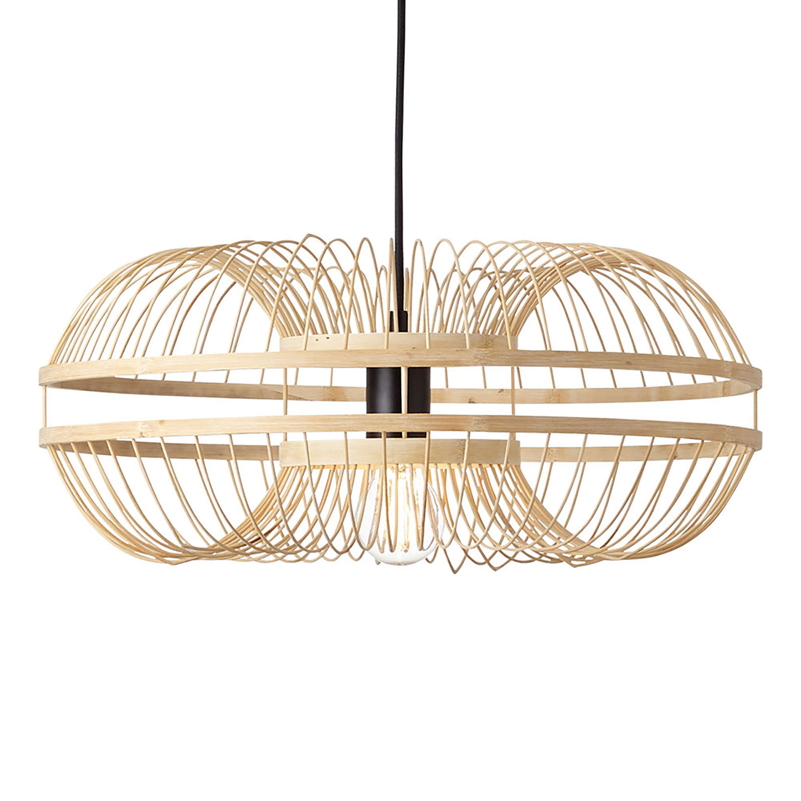 Brilliant Busan pendant light, bamboo lampshade, for Living / Dining Room, metal, bamboo, E27, 40 W, energy efficiency: A++