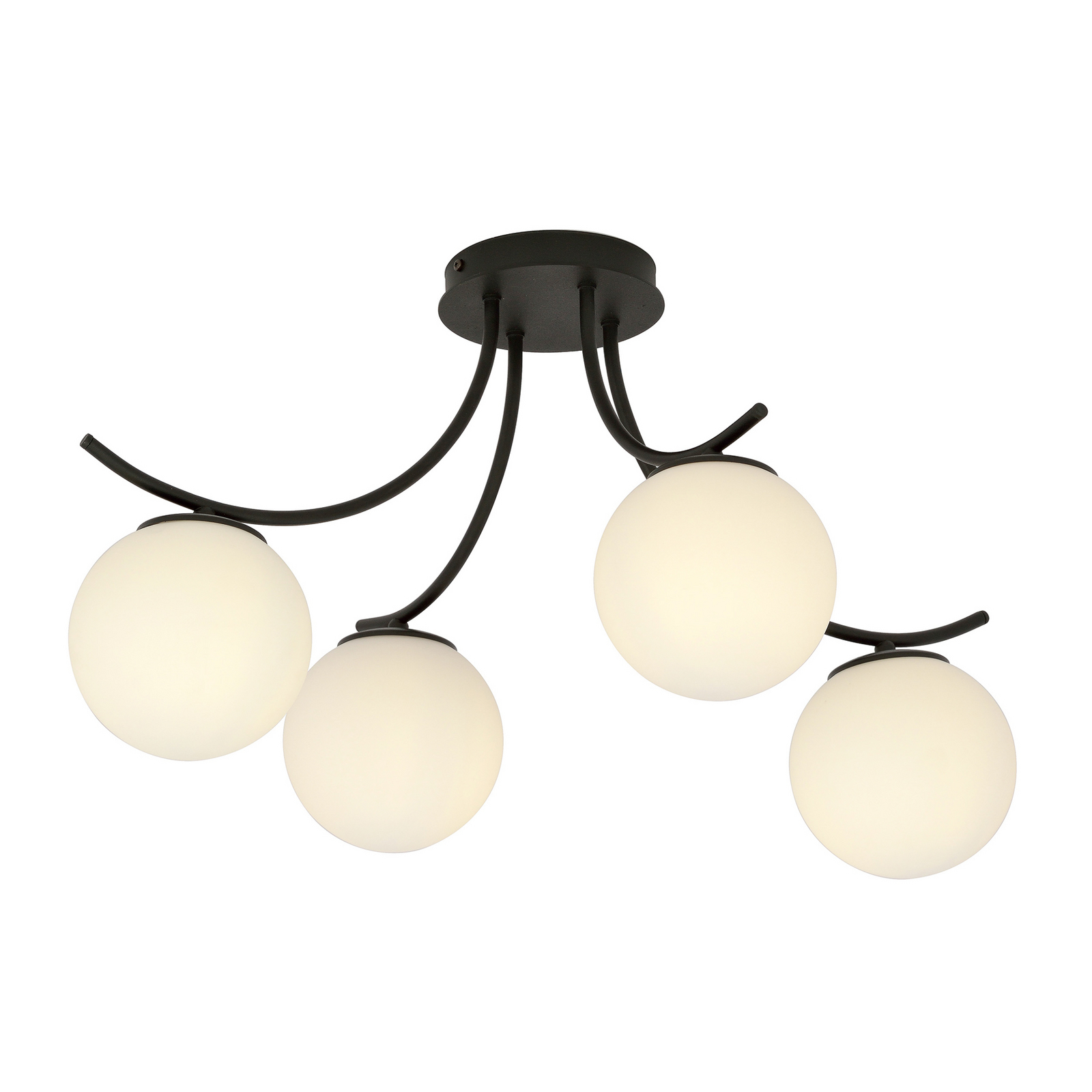 Plafón Boston, negro/opalino, 4 luces
