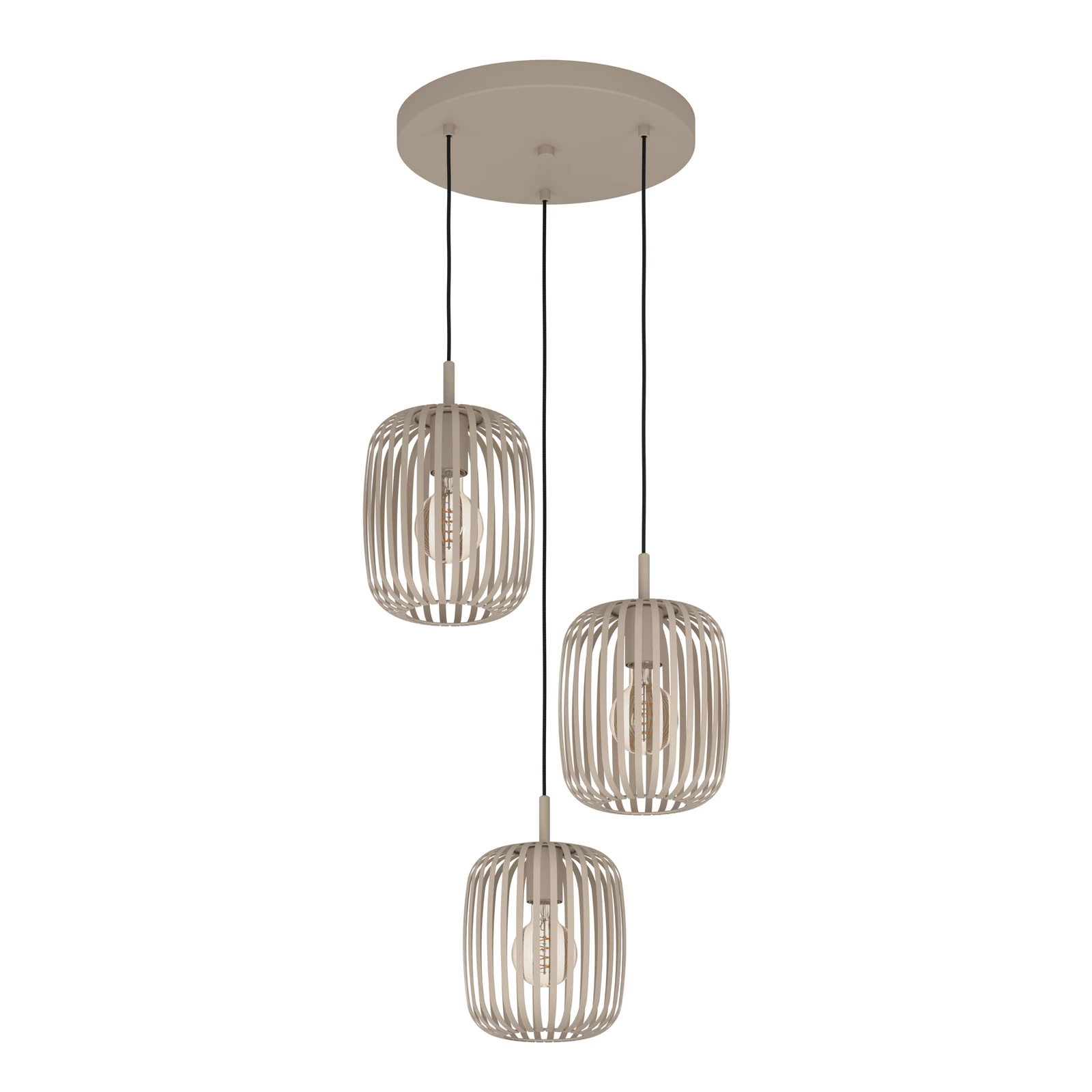 Lámpara colgante Romazzina, Ø 46 cm, color arena, 3 luces, acero