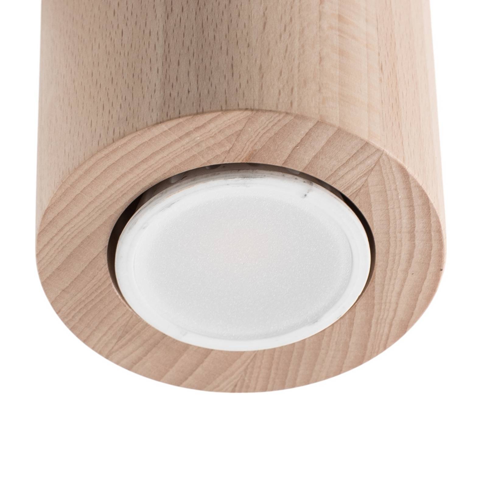 Reflektor sufitowy Eve, buk, drewno, Ø 8 cm, GU10
