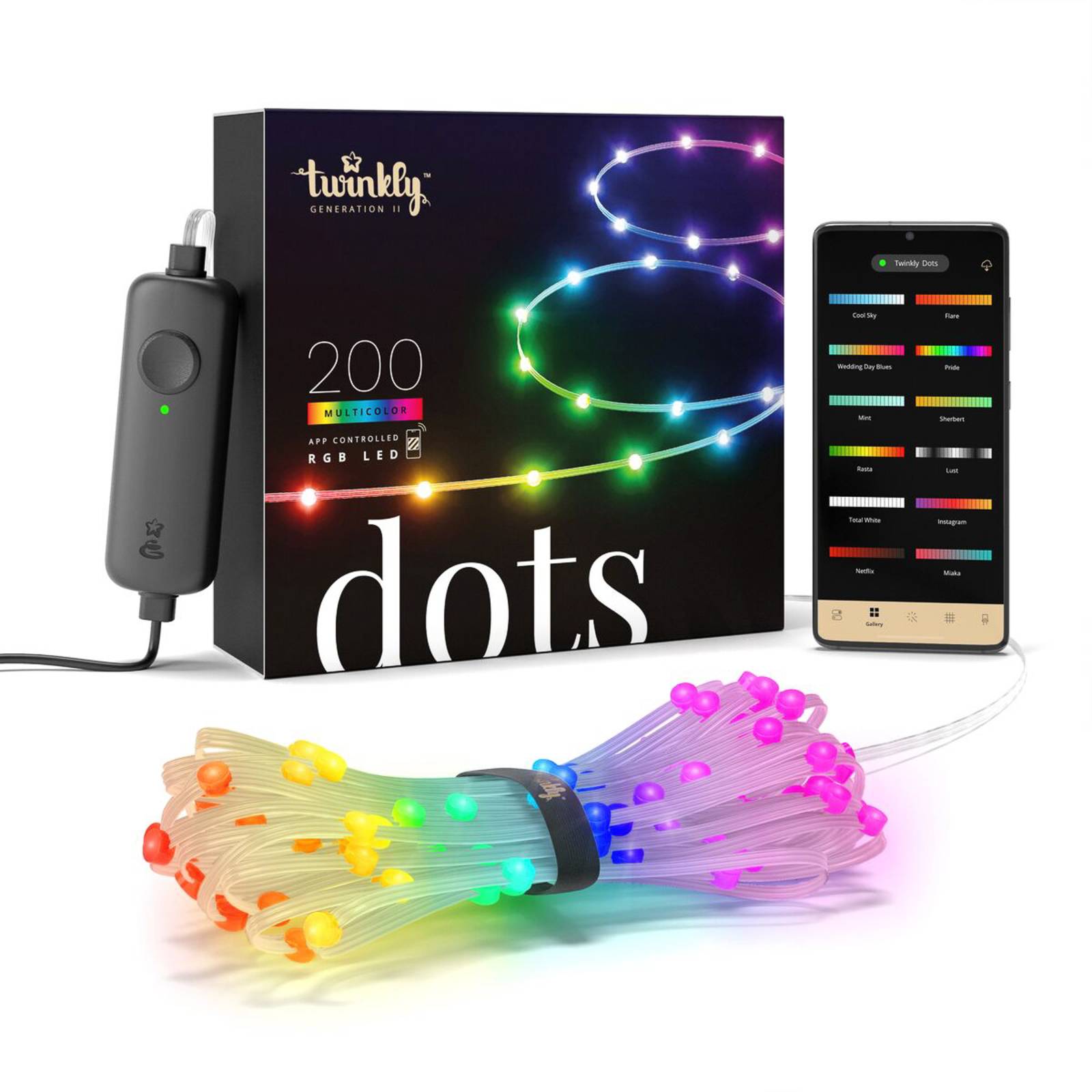 Twinkly Dots LED string lights RGB clear Ip44 10 m - dimmable