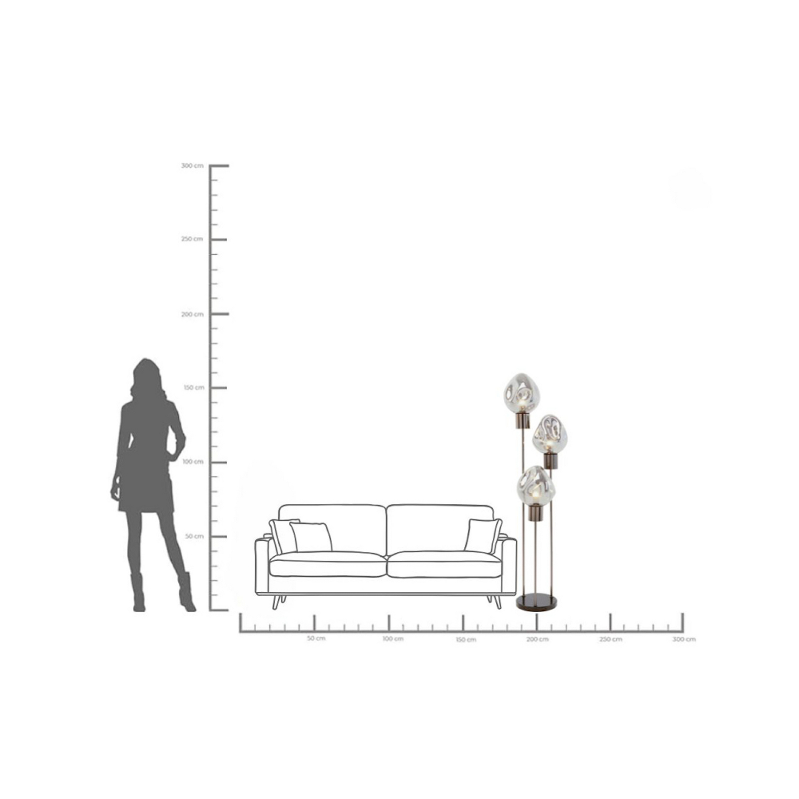 Lampe sur pied KARE Supernova, gris fumé, verre, 160 cm, E27