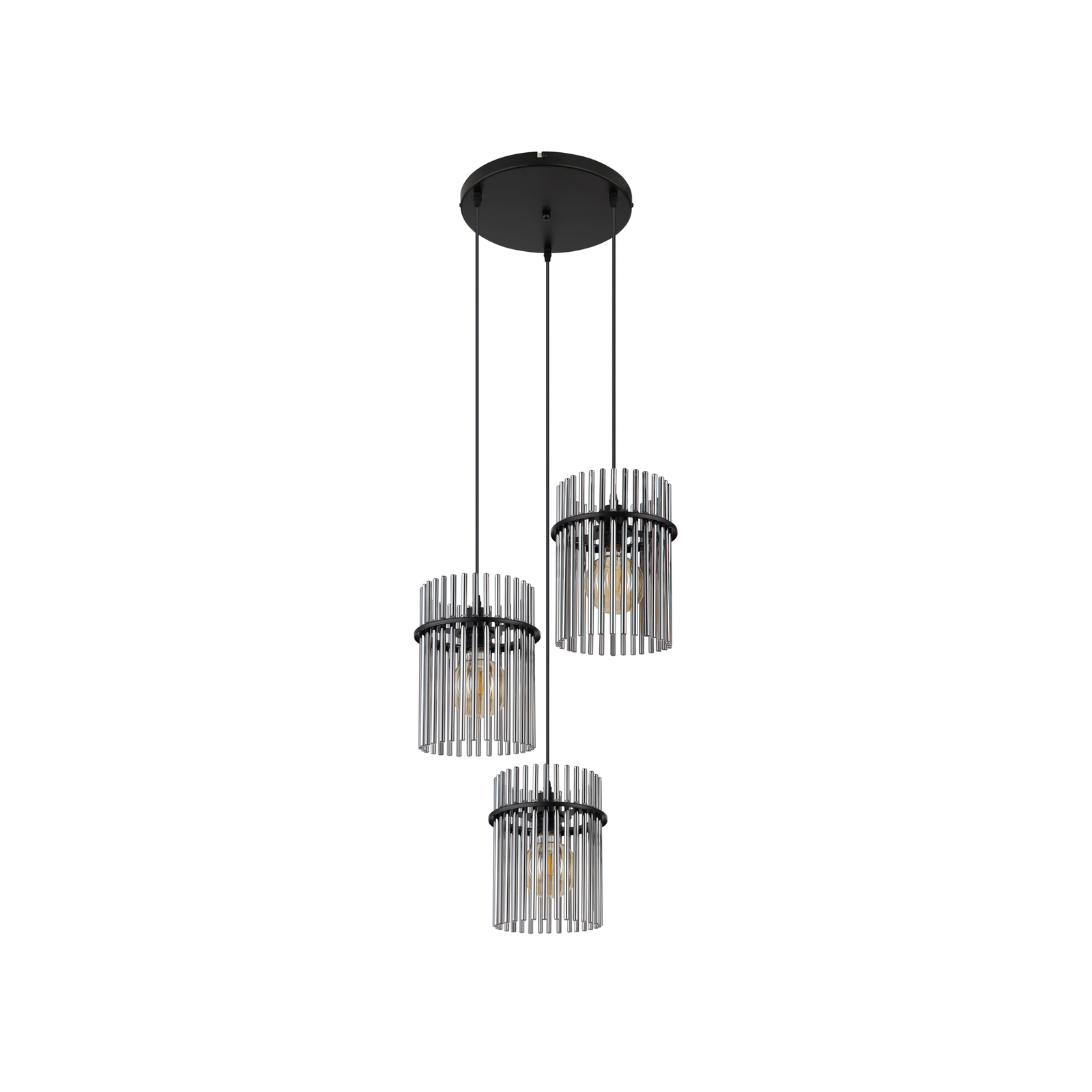 Hanglamp Gorley, Ø 47 cm, rookgrijs, 3-lamps, glas