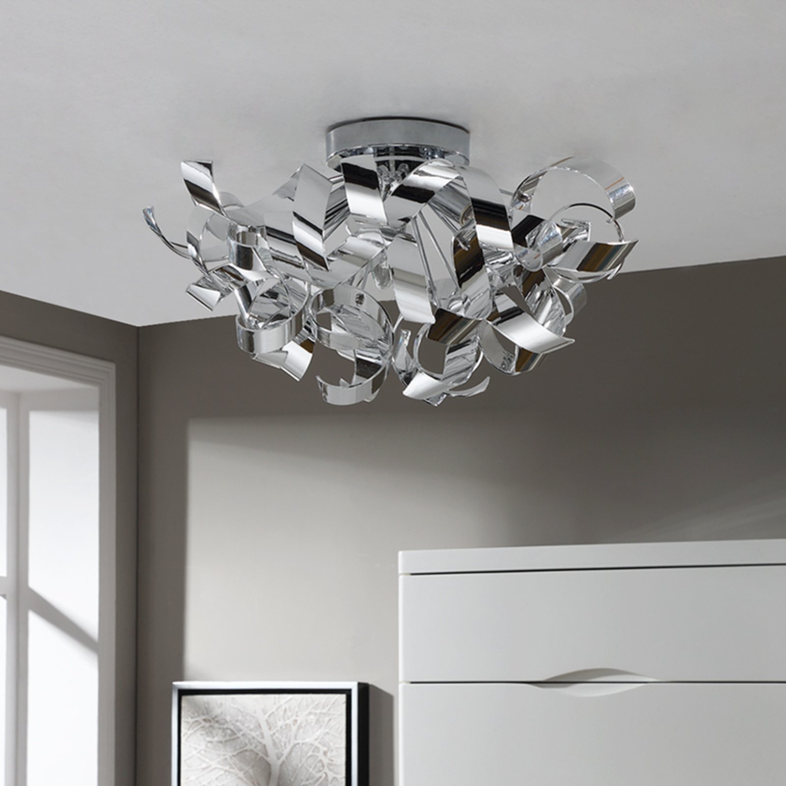 Decorative chrome ceiling lamp Elviro