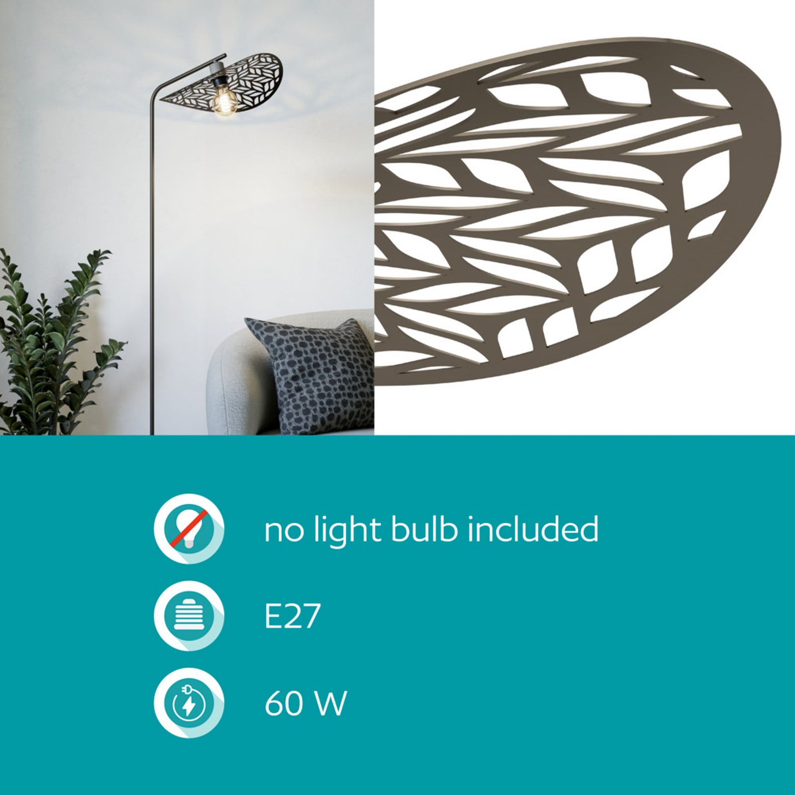 Lampadaire EGLO SWABY, couleur bronze, hauteur 160 cm, métal, E27 Lampadaire EGLO SWABY, couleur bronze, hauteur 160 cm, métal, E27