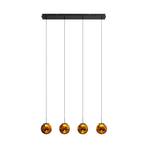 LED hanging light Altaïr amber-coloured 4-bulb glass 3,000 K