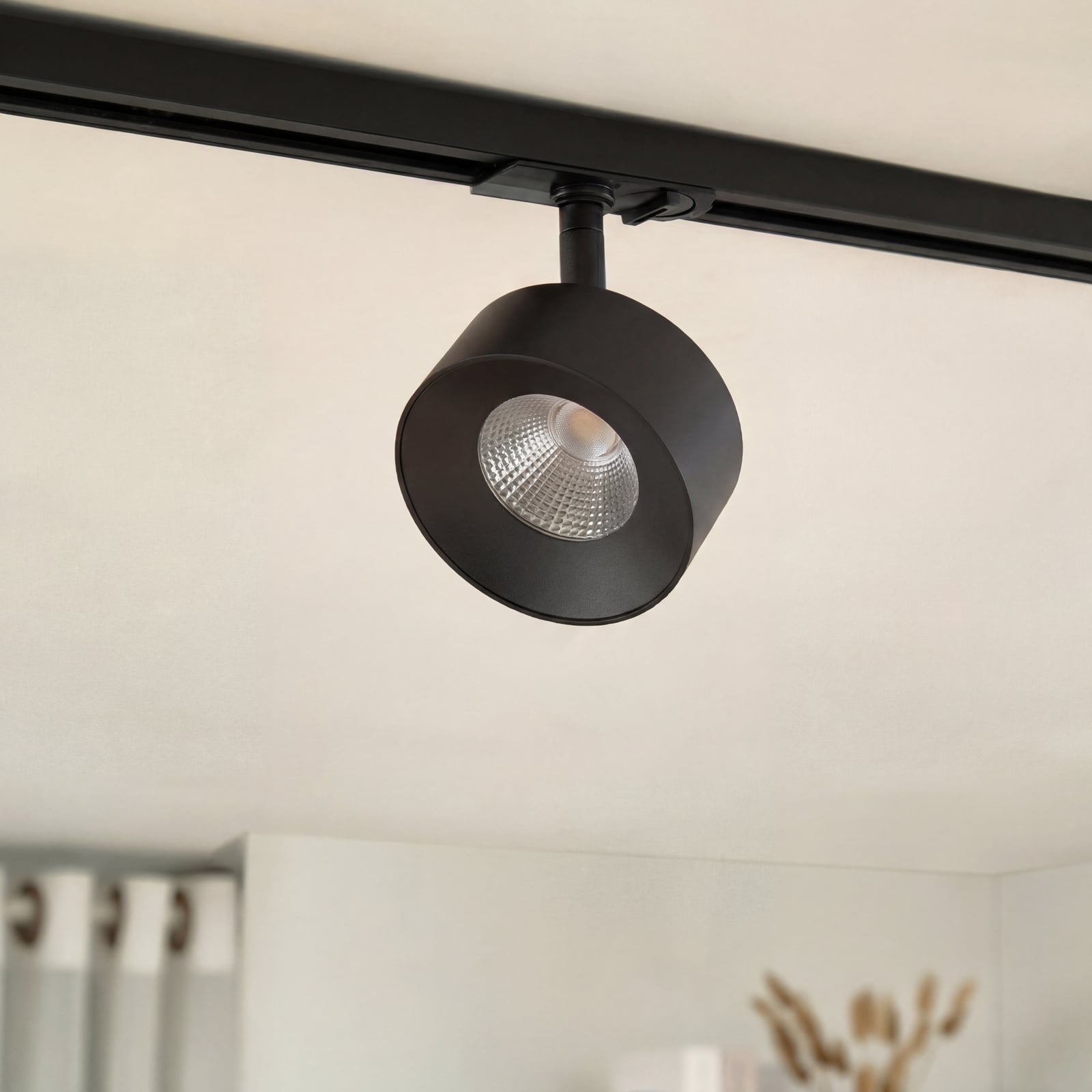 Lindby LED-skinnespot Linaro, sort, Ø 9,5 cm, 3.000 K