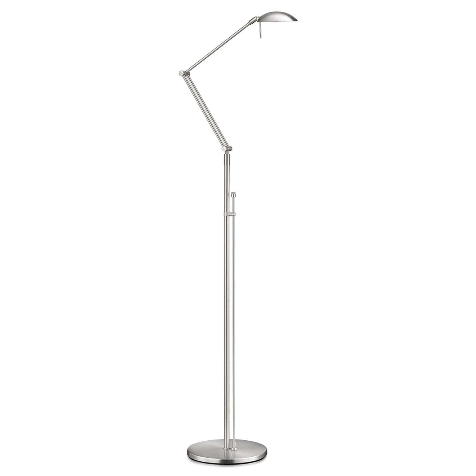 Knapstein LED reading light Carl, rotary dimmer, matt nickel, for Living / Dining Room, metal, 12 W, energy efficiency: A+