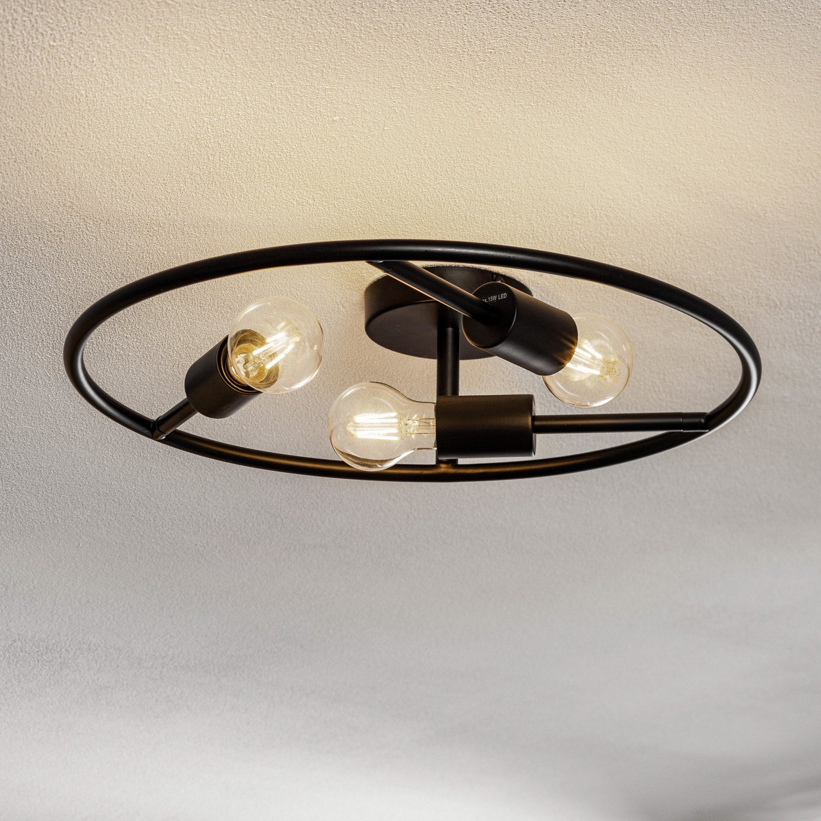 Lucande Linnard plafonieră din oțel 3 becuri - Camera de zi / sufragerie - design - negru - Metal