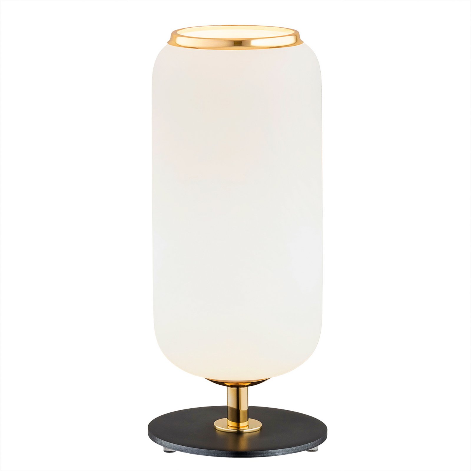 Lámpara de mesa Valiano con pantalla de cristal blanco