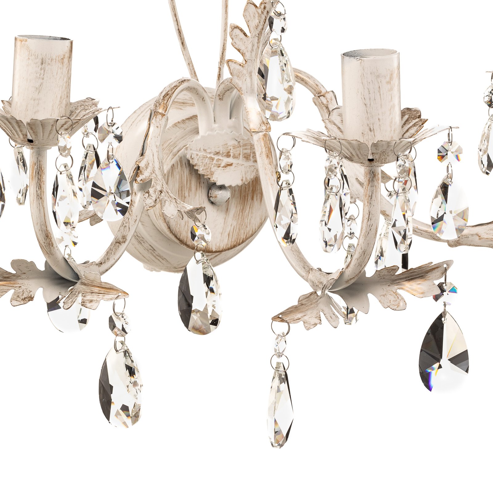 Kristal-wandlamp Teresa, ivoor 3-lamps