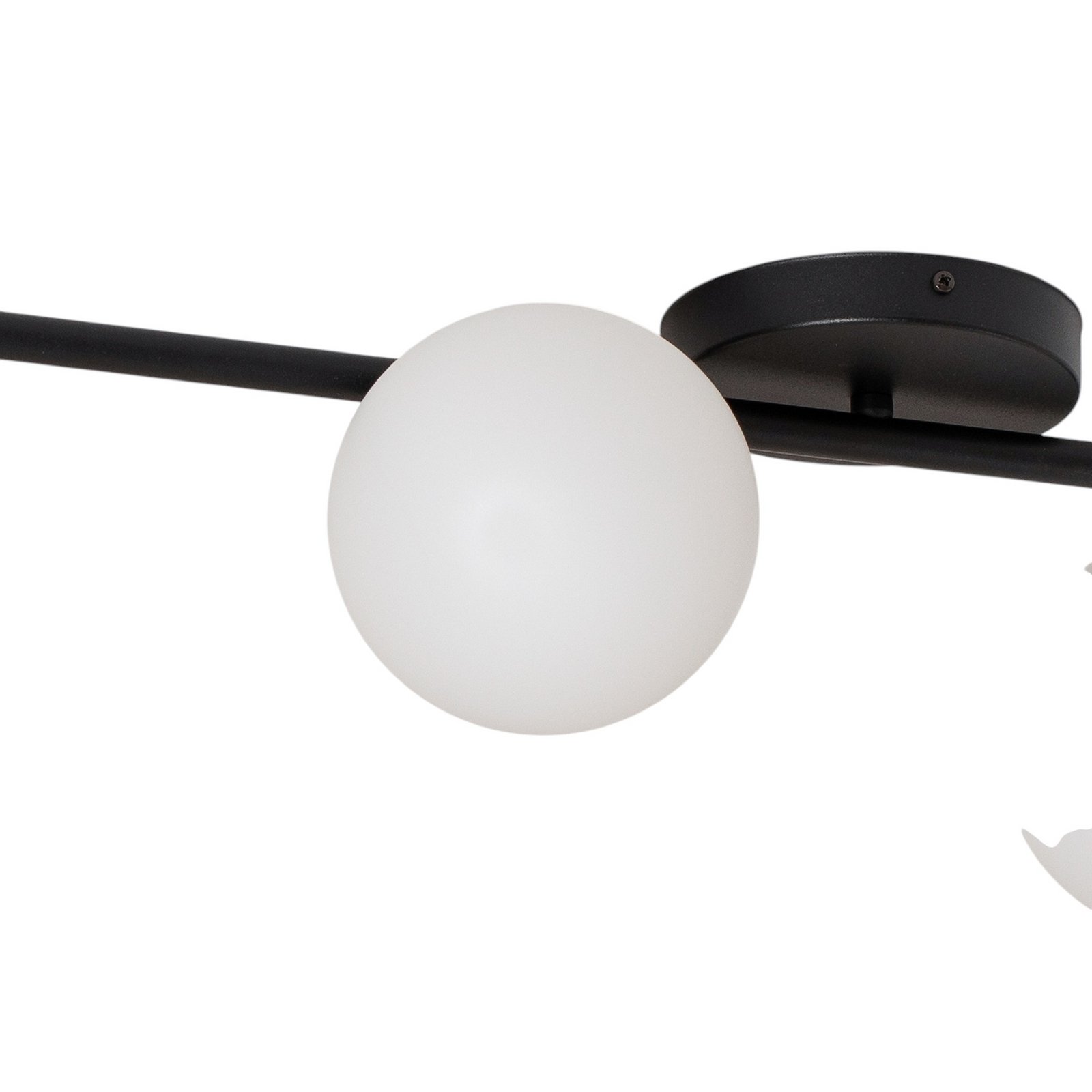 Deckenleuchte Glassy, 4-flg., linear, schwarz/opal