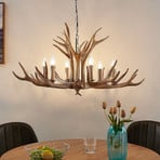 Lindby hanging light Tejask, Ø 102 cm, 6-bulb, antlers, E14