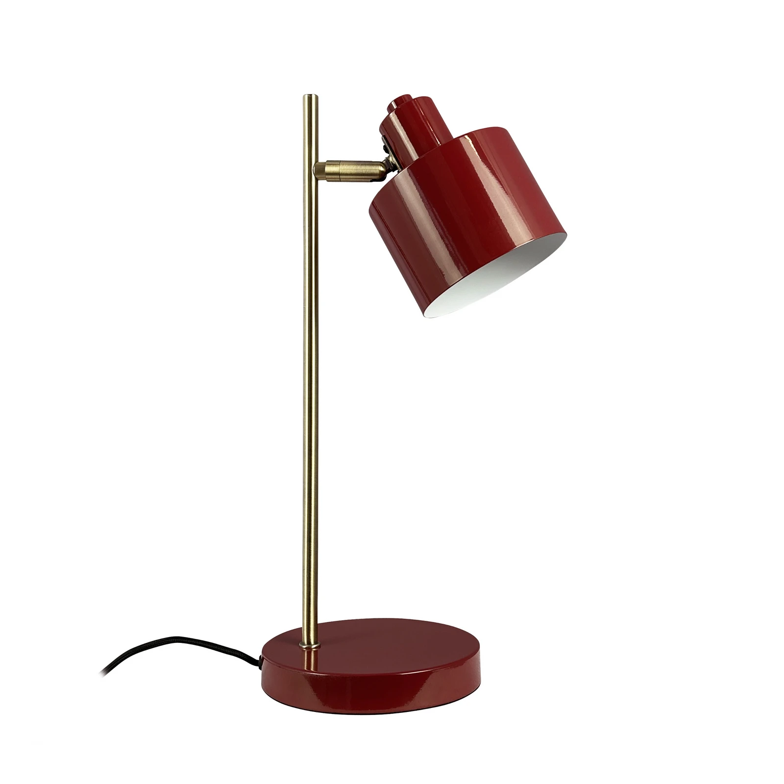 Lámpara de mesa Ocean de Dyberg Larsen, rojo oscuro/latón, 43 cm