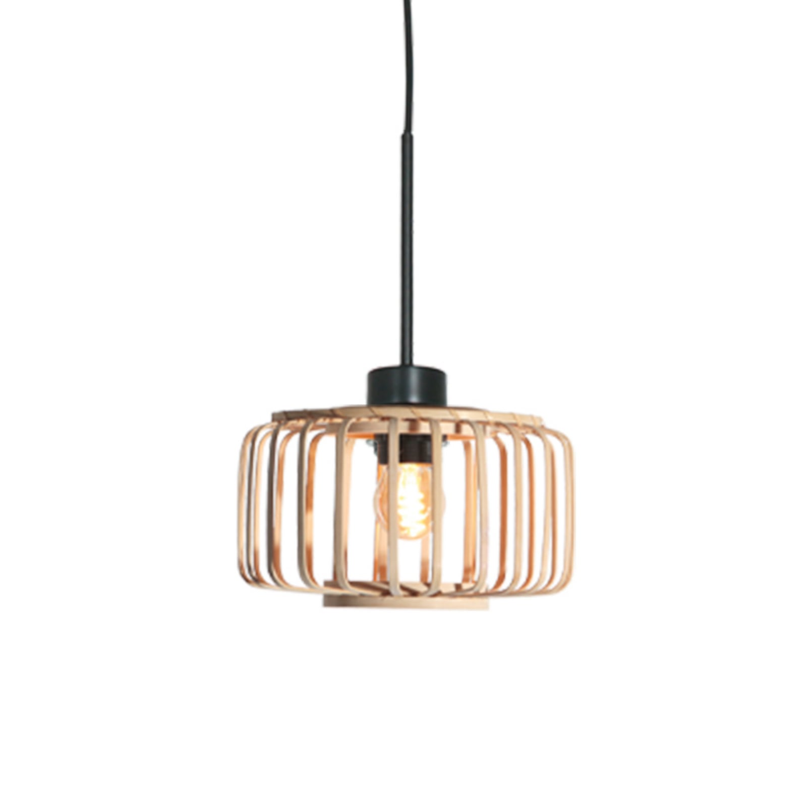 Suspension Sparkled Light, noir/bambou naturel, Ø 20 cm