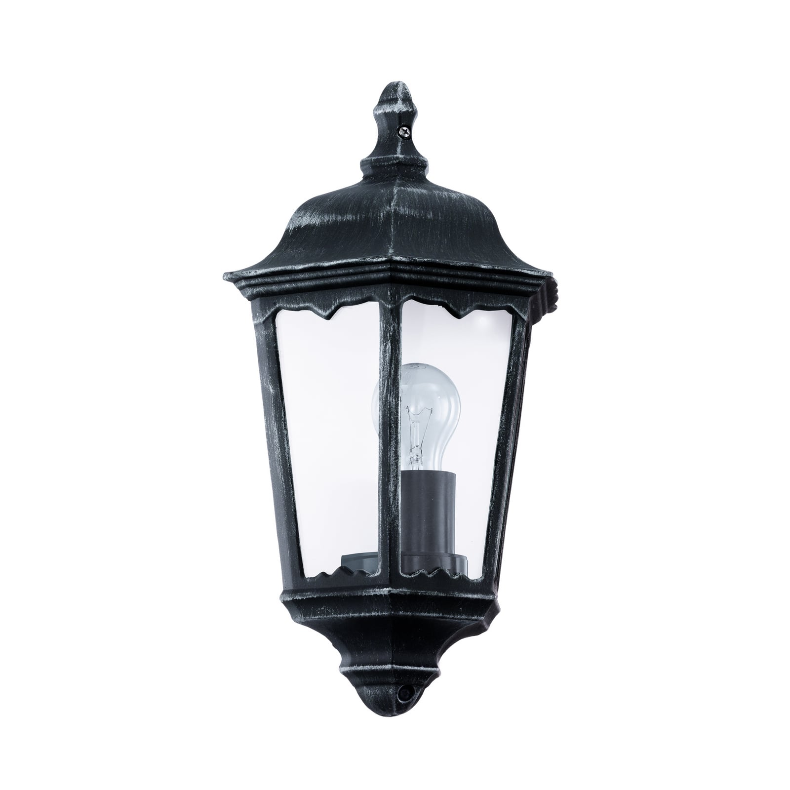 Außenwandlampe Navedo, schwarz/silber, Höhe 43 cm, bündig