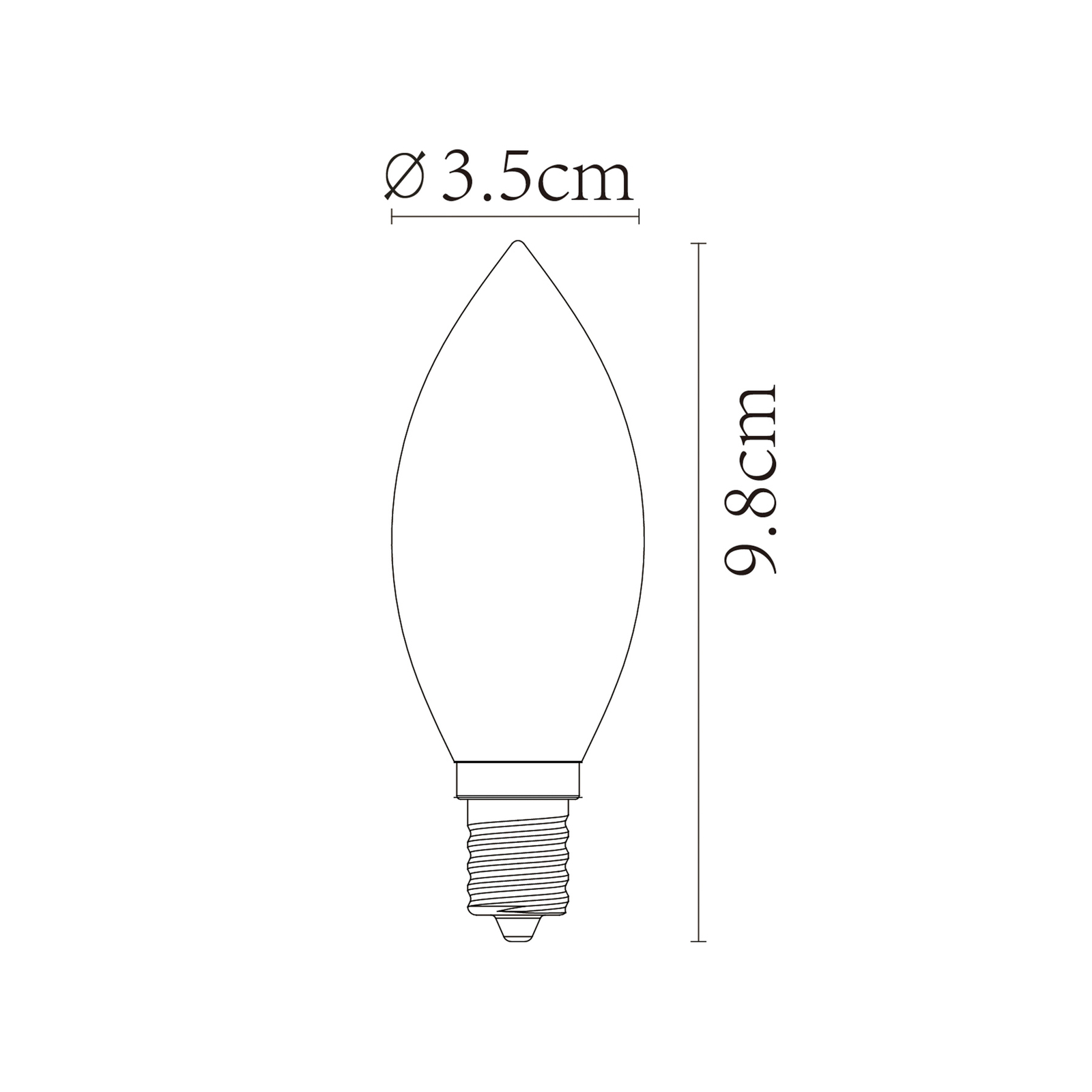LED крушка за свещ E14 3W 2,200K с възможност за димиране