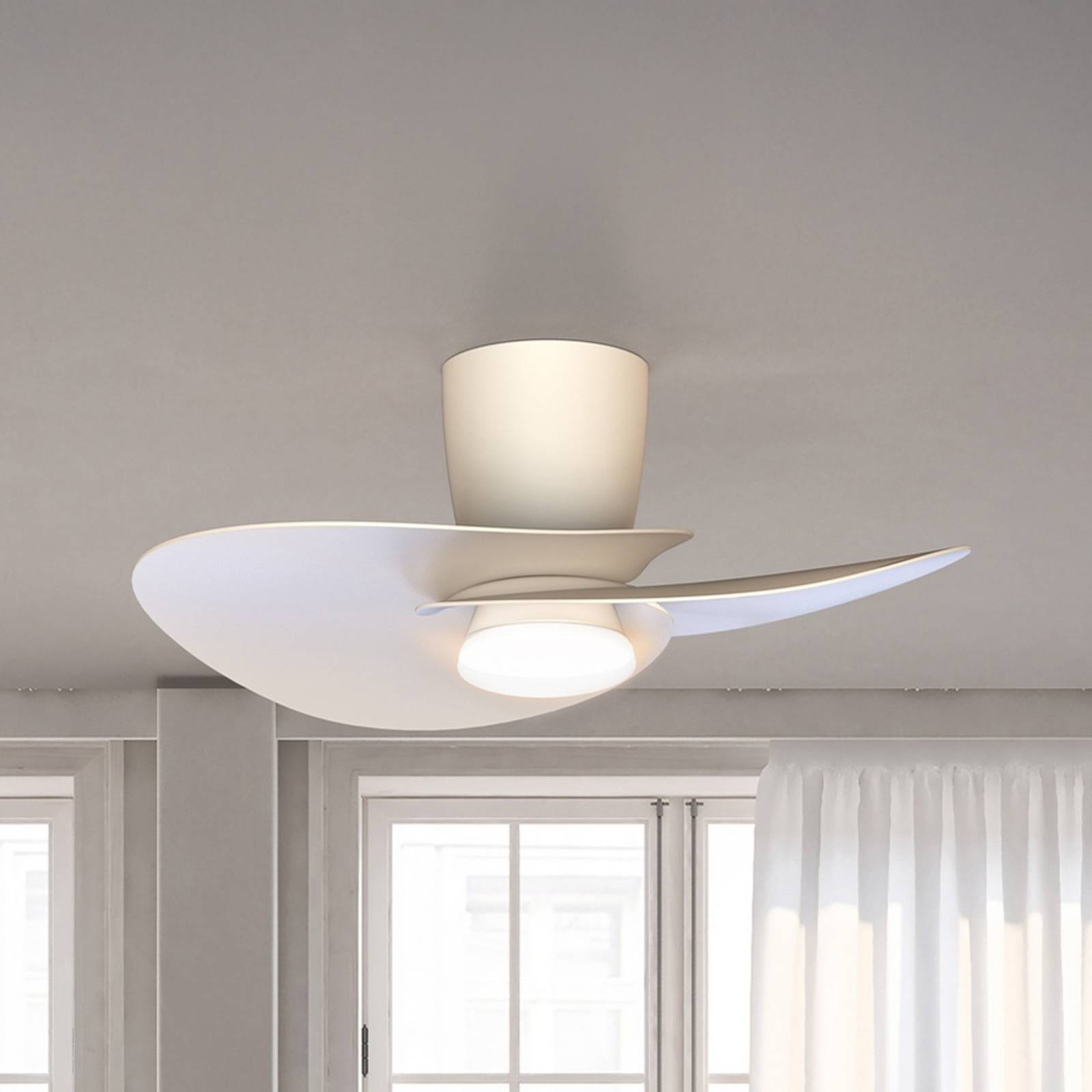 Wentylator sufitowy LED Nenufar, biały, DC, cichy, CCT, 74 cm