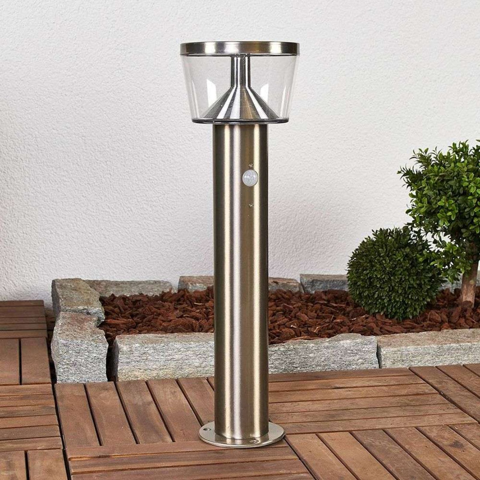 Antje LED Aurinkokenno Puutarhavalaisin w/Sensor Stainless Steel - Lindby