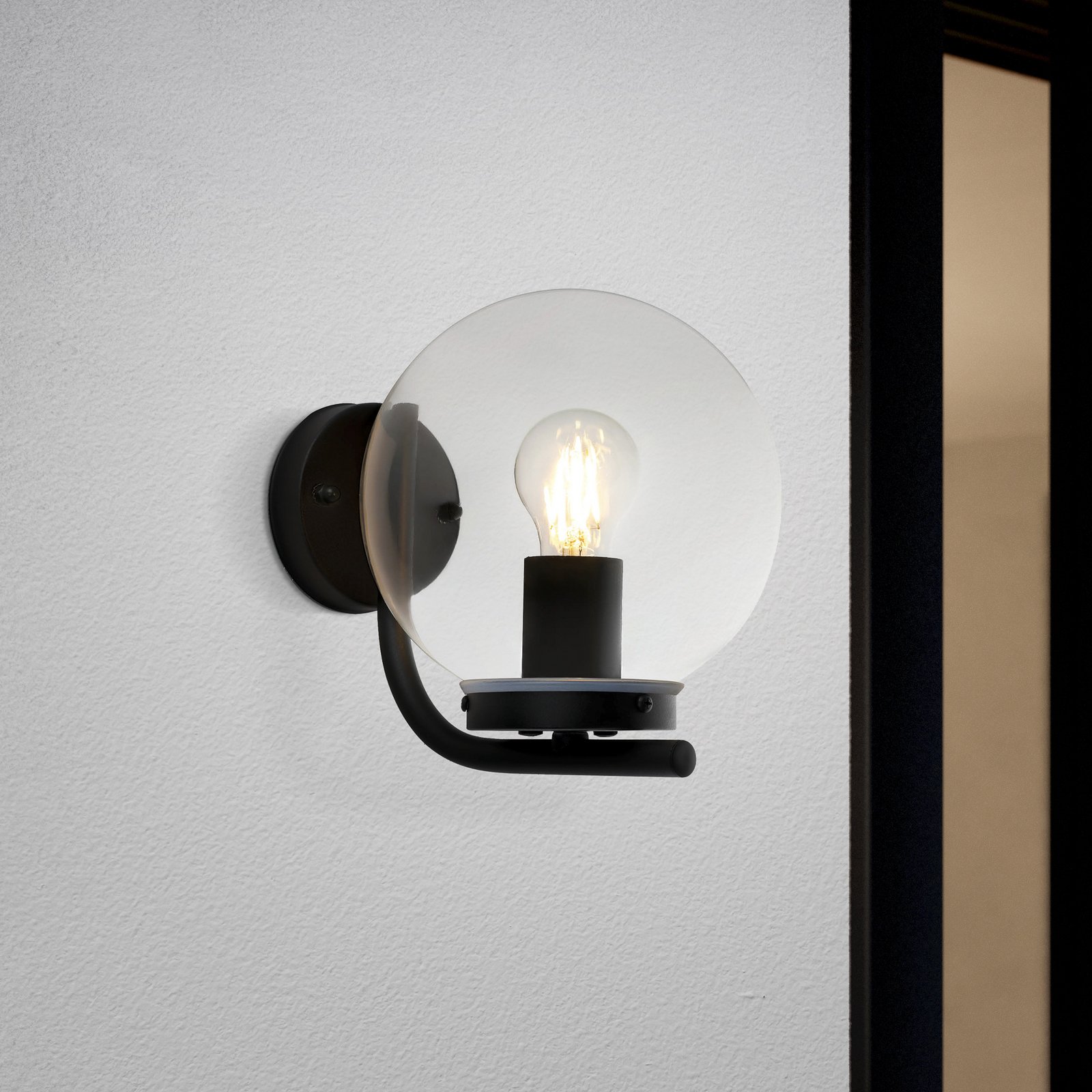 Candeeiro de parede exterior Taverna, esférico, transparente