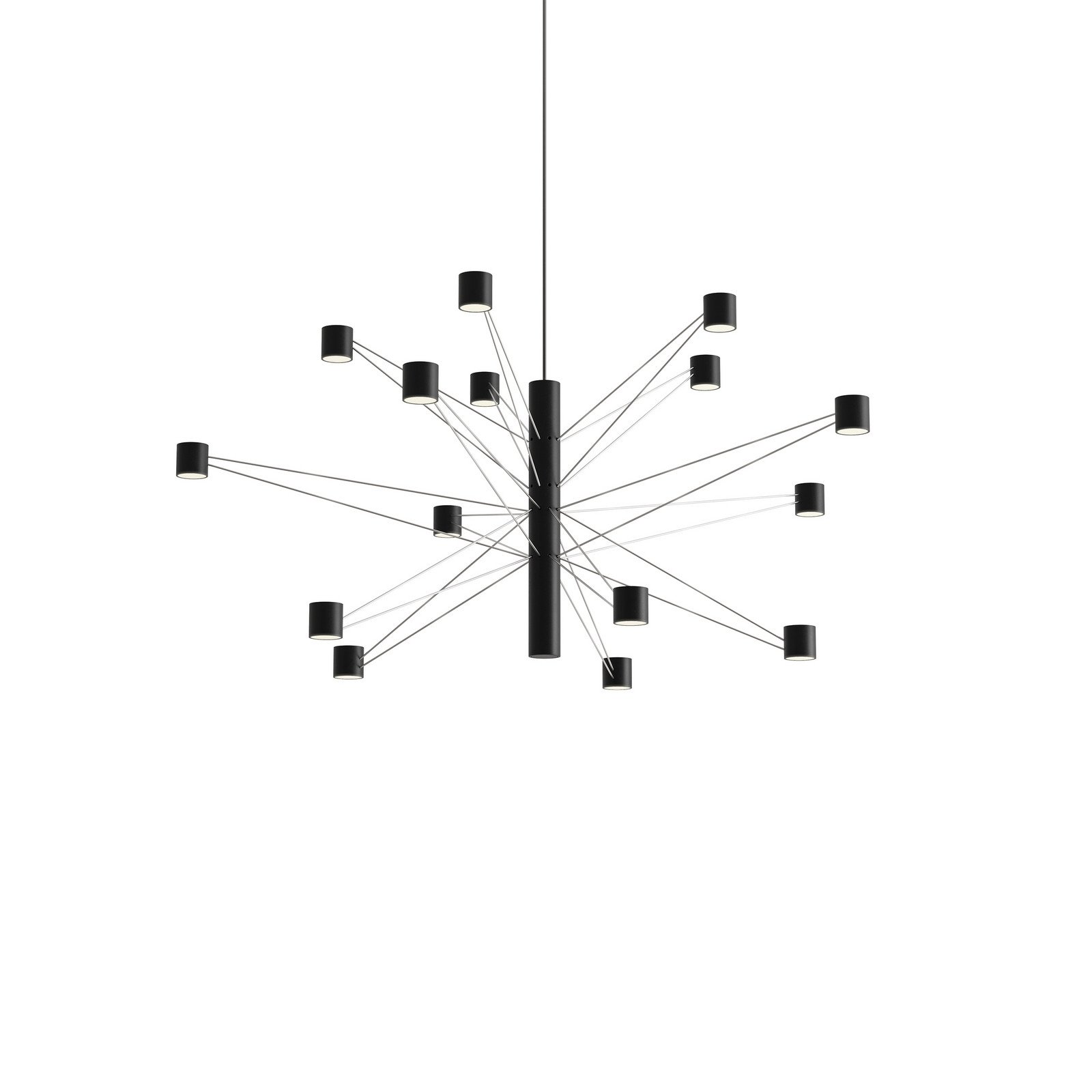 kdln Lampă suspendată LED POLAR 15.2 Ø 93 cm negru 15 becuri dimabil - Camera de zi / sufragerie - Design - negru oțel - Plastic