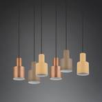 Hanglamp Agudo, meerkleurig, 6-lamps versprongen